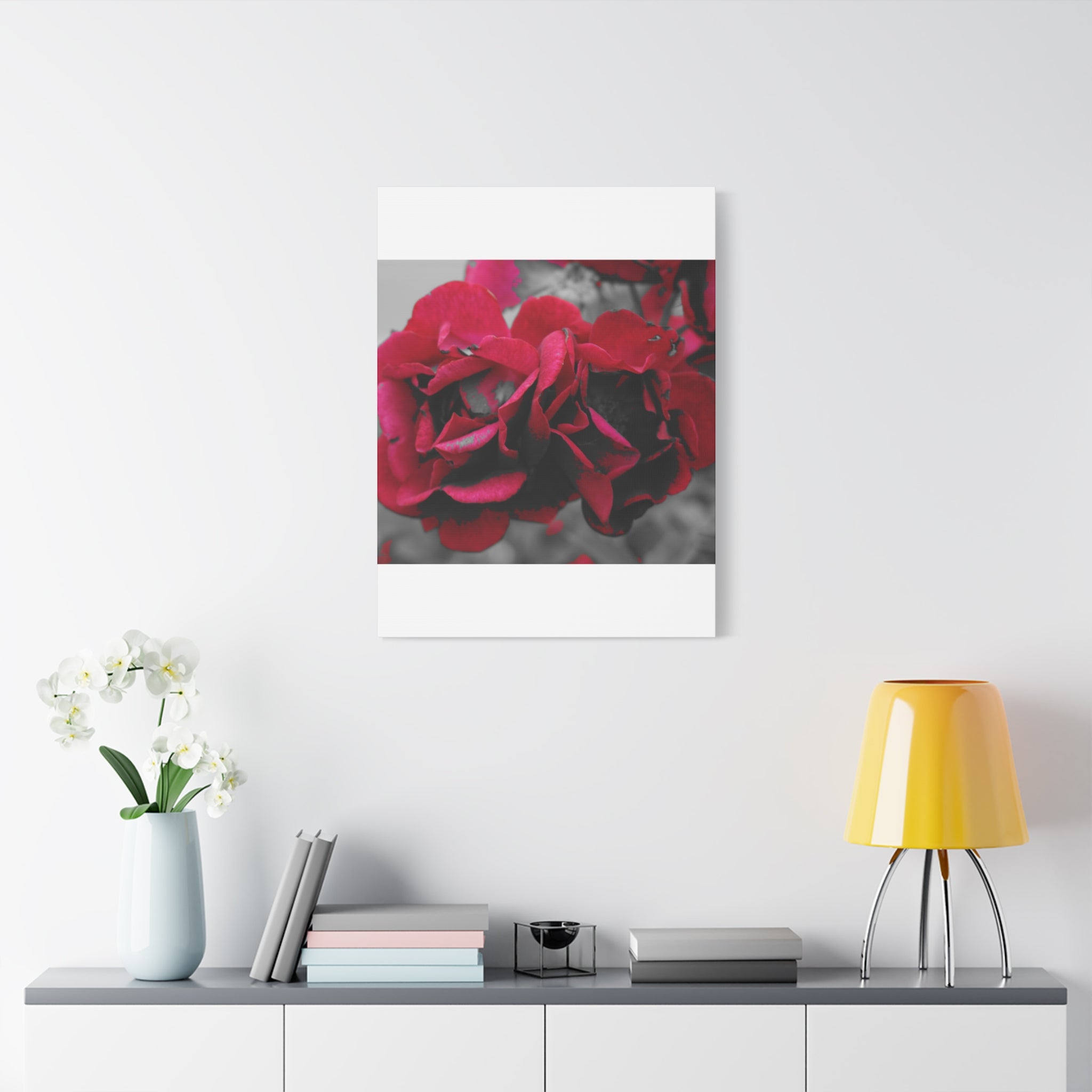 Red Rose Close-Up Matte Canvas Wall Art – Romantic Floral Stretched Canvas