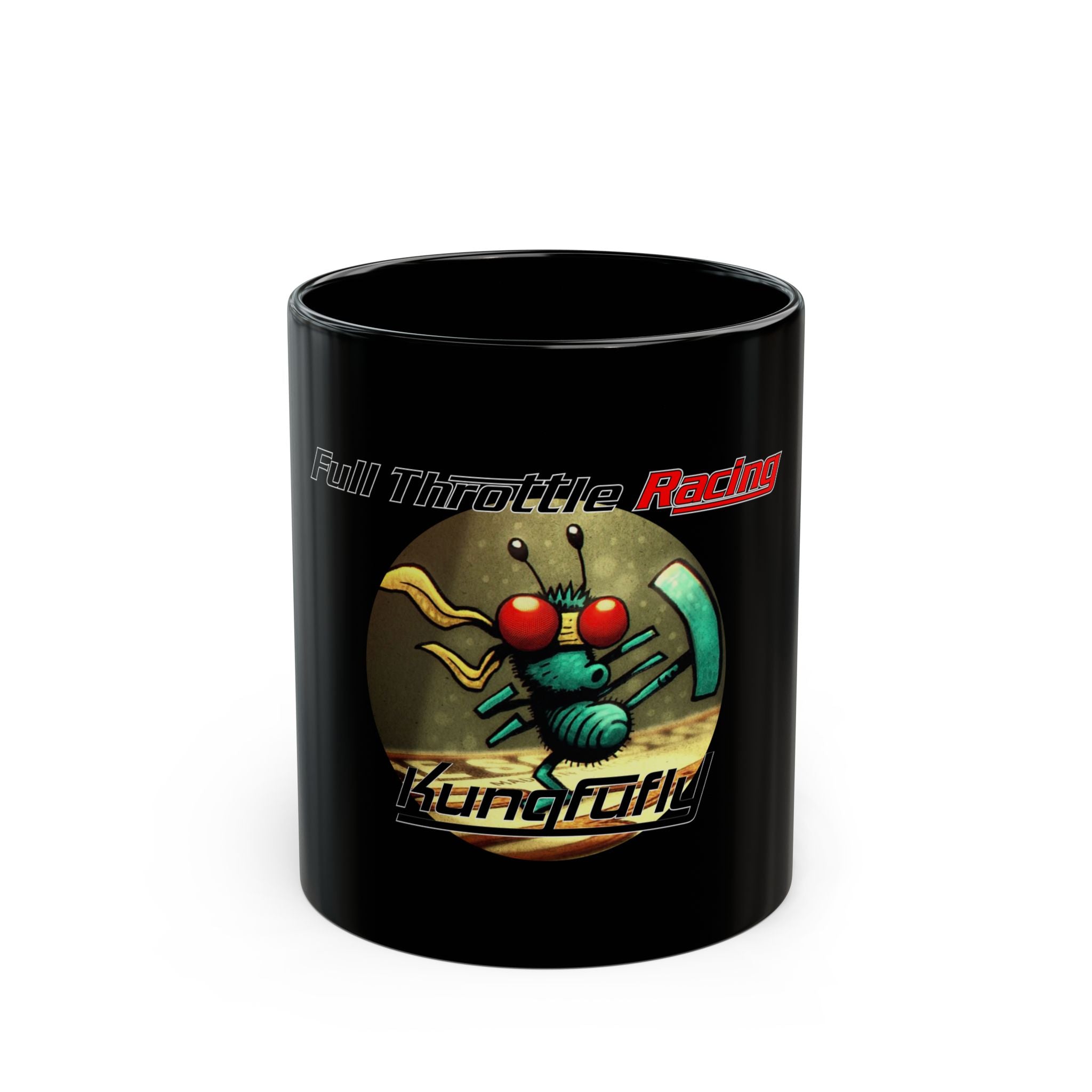 Kungfufly  — 'Full Throttle Racing' Black Coffee Cup (11oz/15oz)