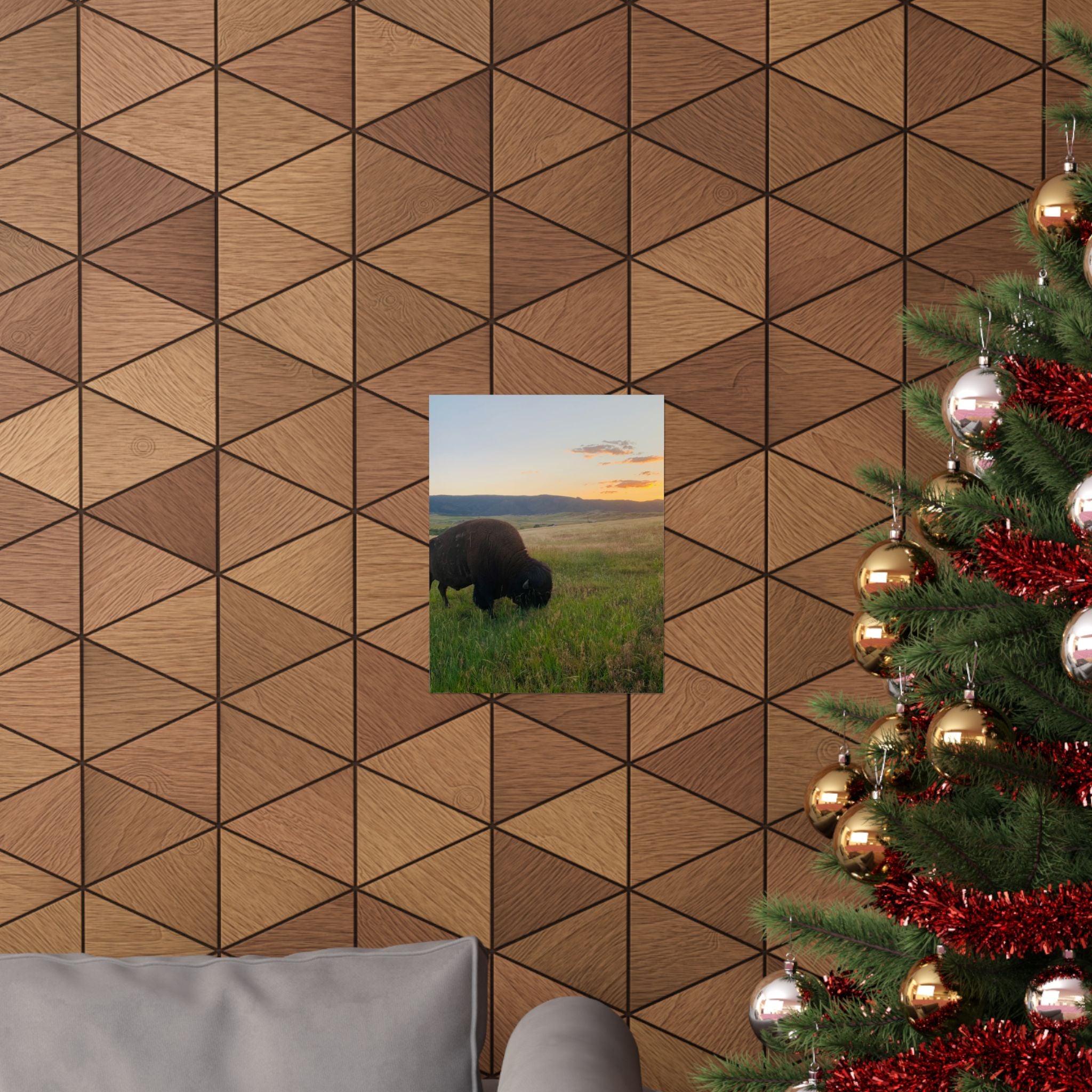 Bison at Sunset Matte Poster — Vertical Wildlife Wall Art