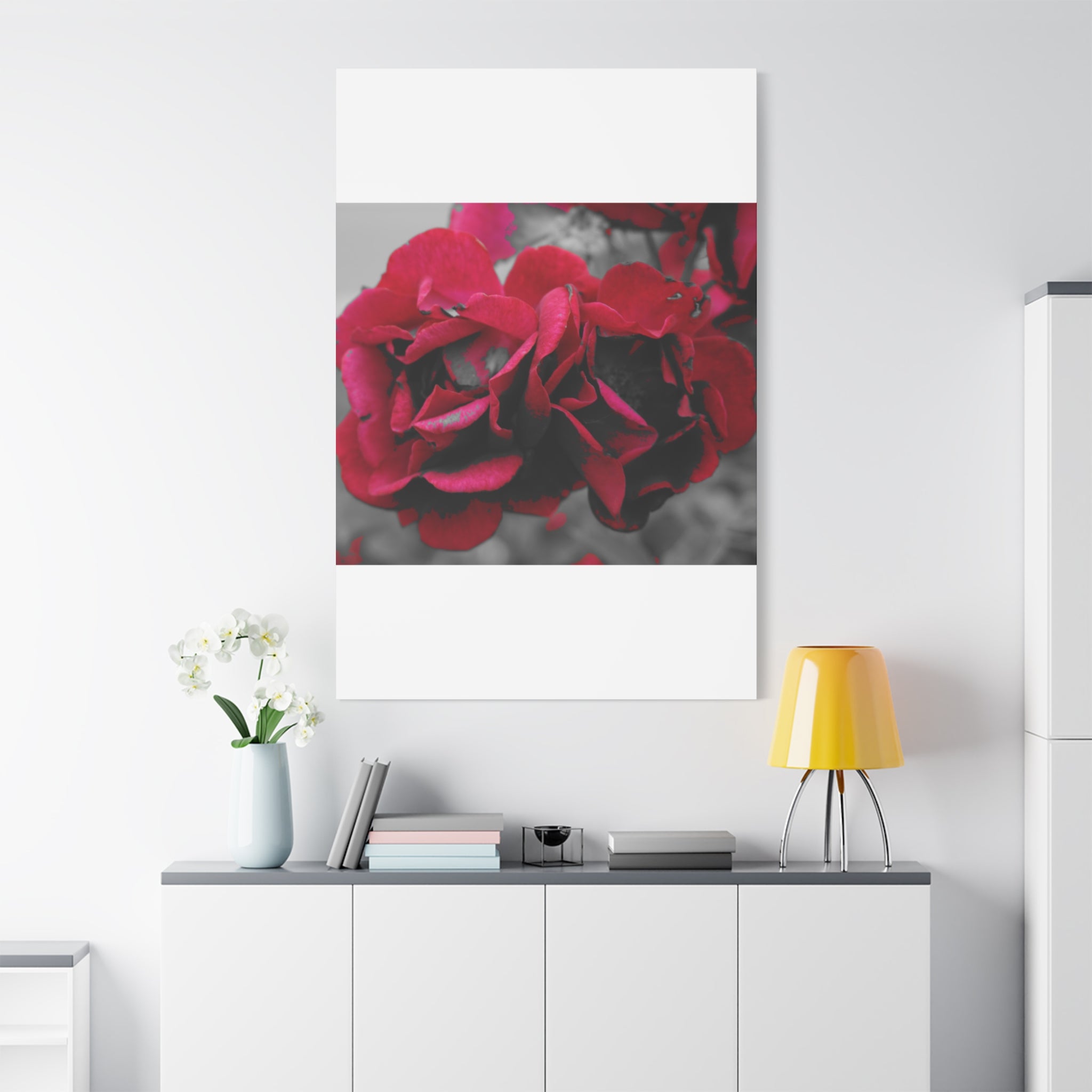 Red Rose Close-Up Matte Canvas Wall Art – Romantic Floral Stretched Canvas