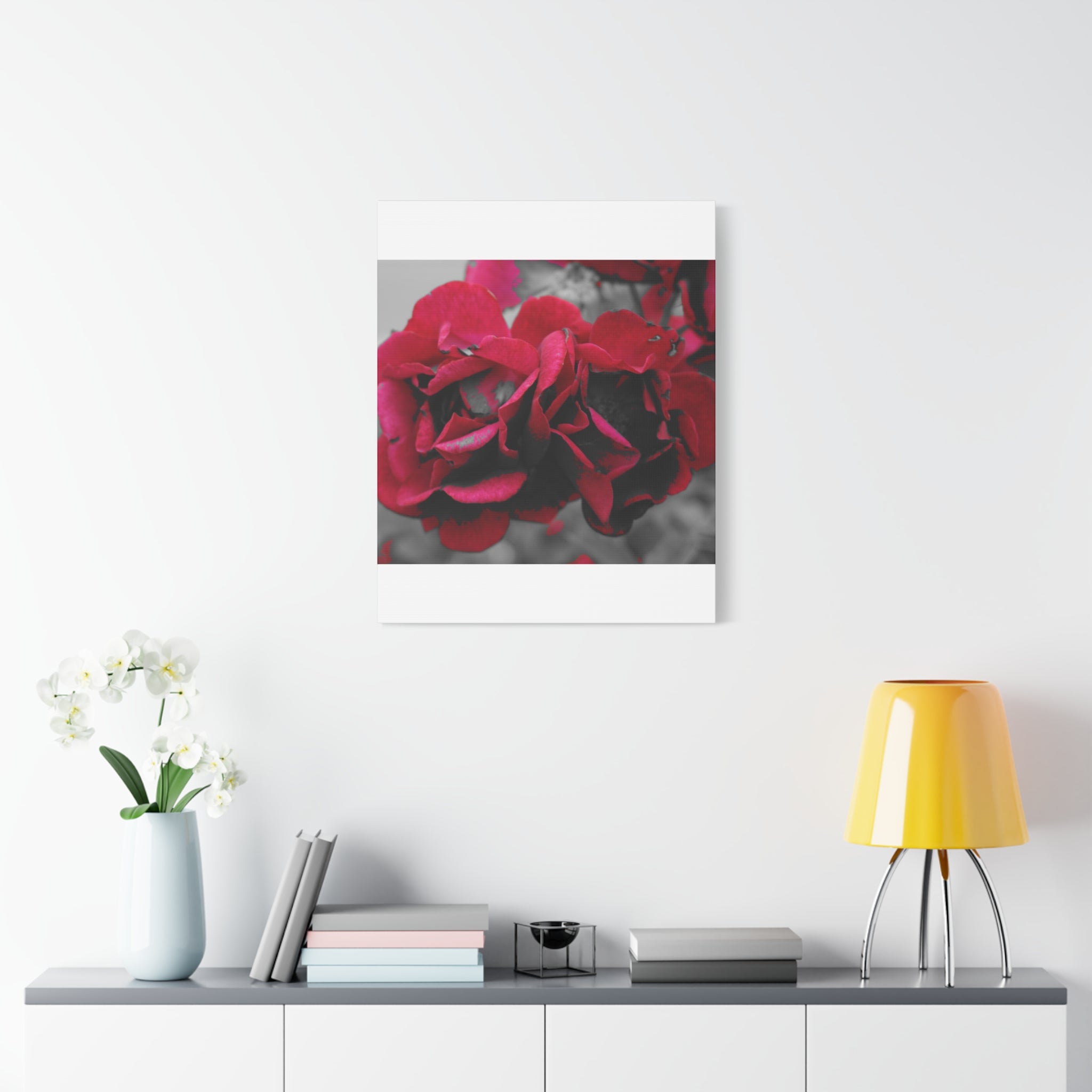 Red Rose Close-Up Matte Canvas Wall Art – Romantic Floral Stretched Canvas