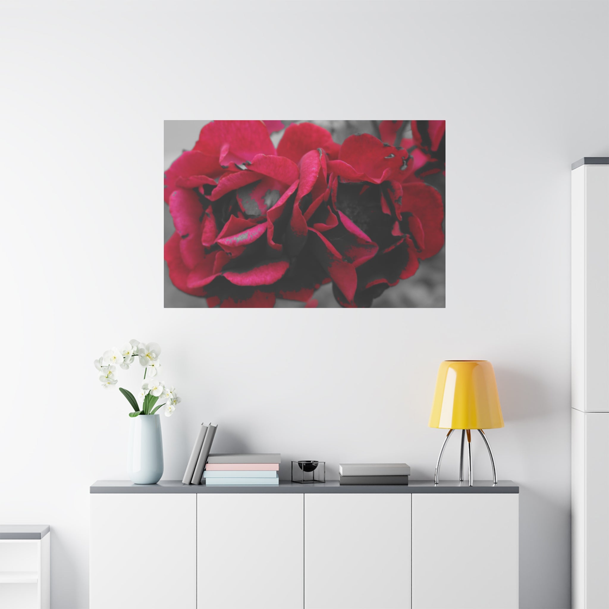 Red Rose Close-Up Matte Canvas Wall Art – Romantic Floral Stretched Canvas