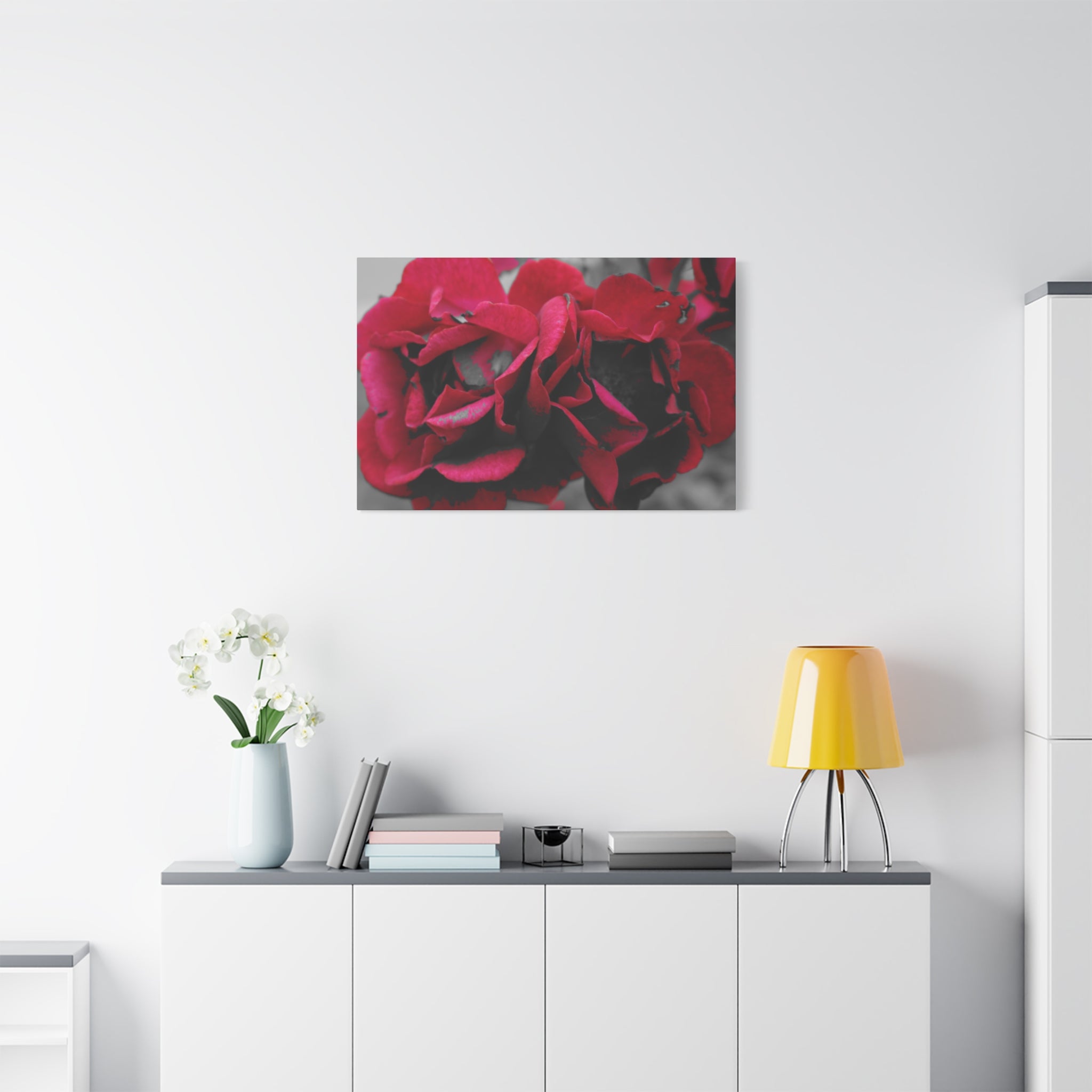 Red Rose Close-Up Matte Canvas Wall Art – Romantic Floral Stretched Canvas
