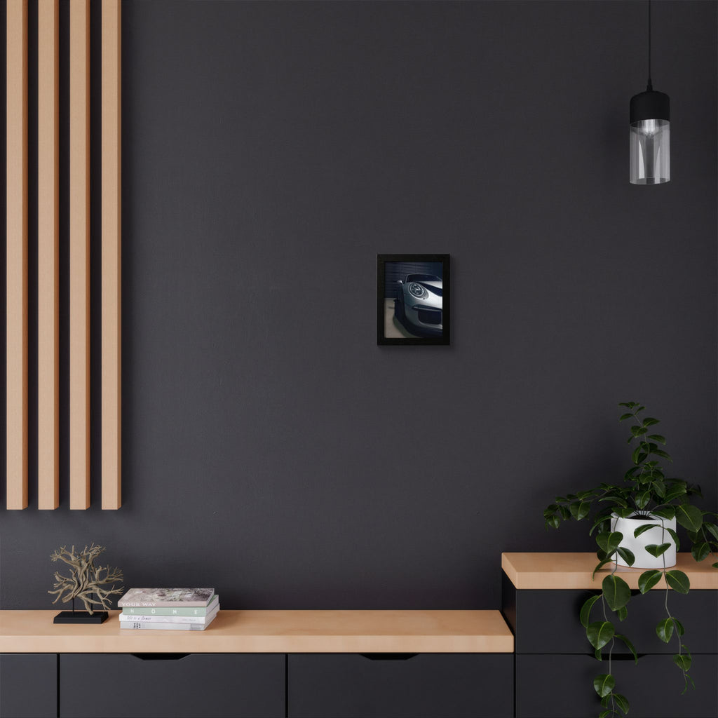 Porsche Sports Car Framed Poster — Close-Up Headlight Print