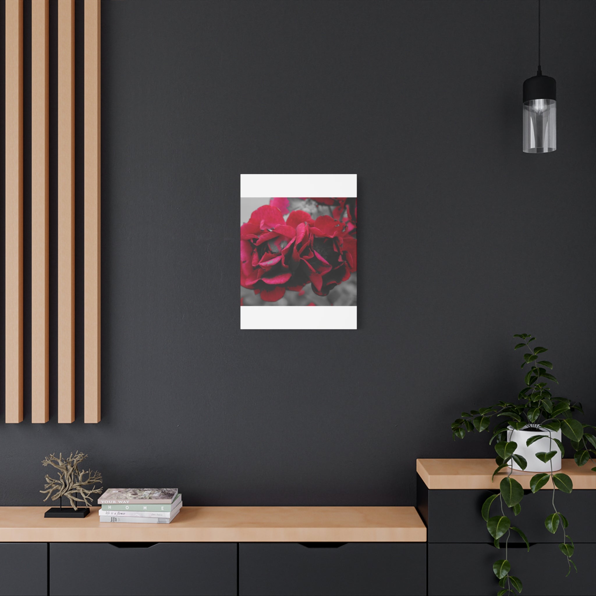Red Rose Close-Up Matte Canvas Wall Art – Romantic Floral Stretched Canvas