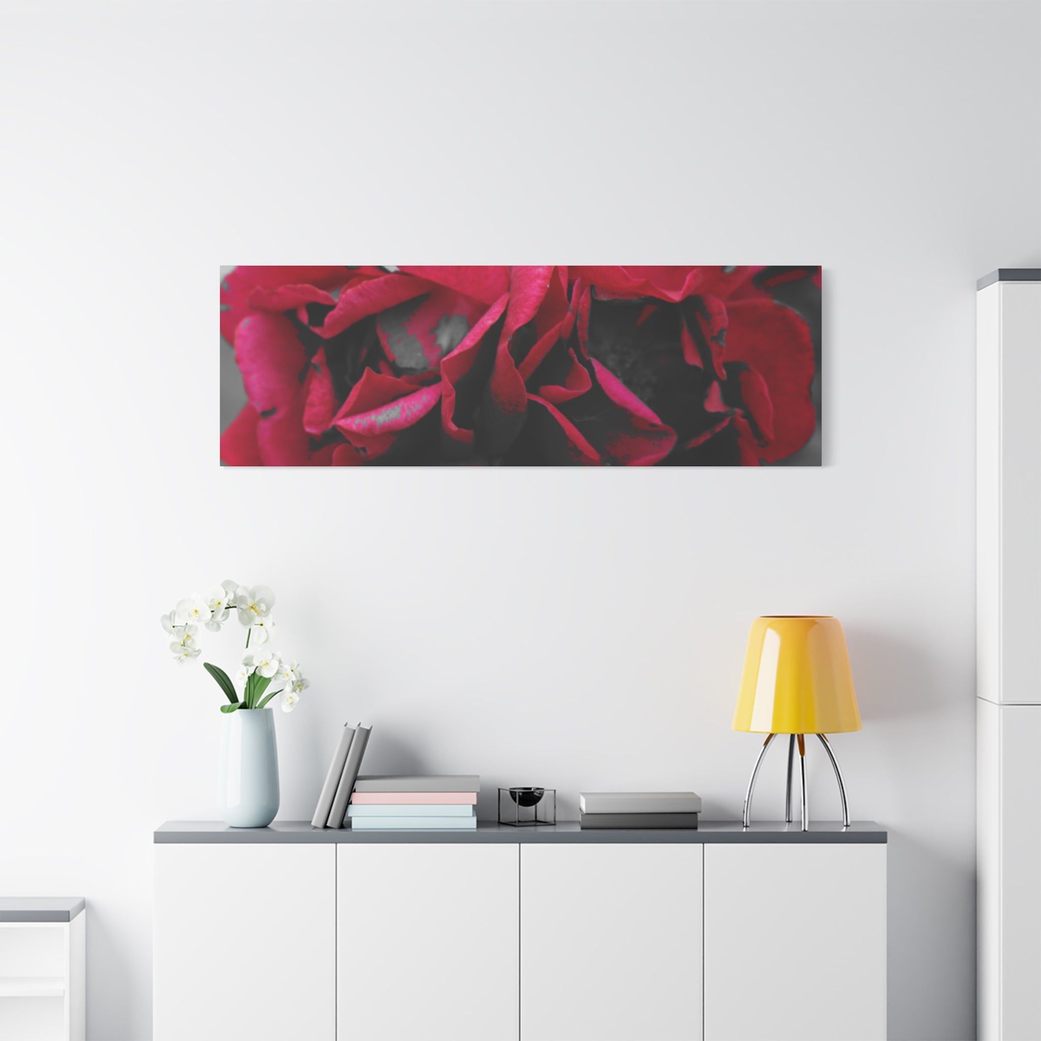 Red Rose Close-Up Matte Canvas Wall Art – Romantic Floral Stretched Canvas