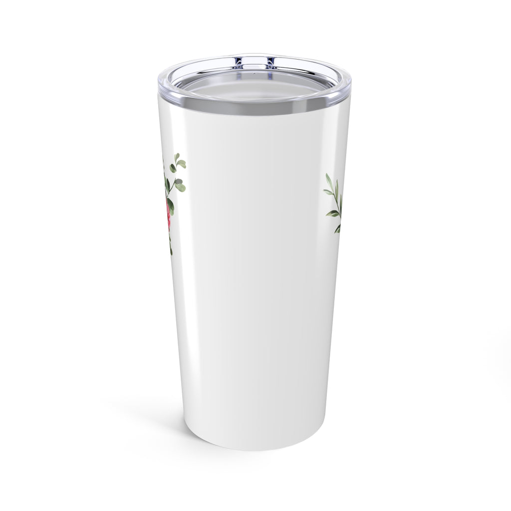 Cardinal & Floral 20oz Tumbler — Insulated Travel Cup with Red Cardinal and Pink Roses