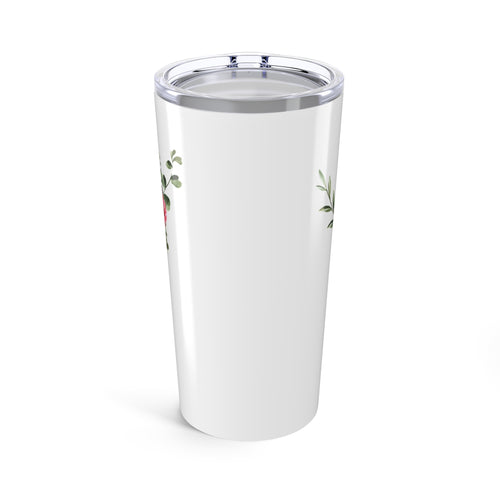 Cardinal & Floral 20oz Tumbler — Insulated Travel Cup with Red Cardinal and Pink Roses
