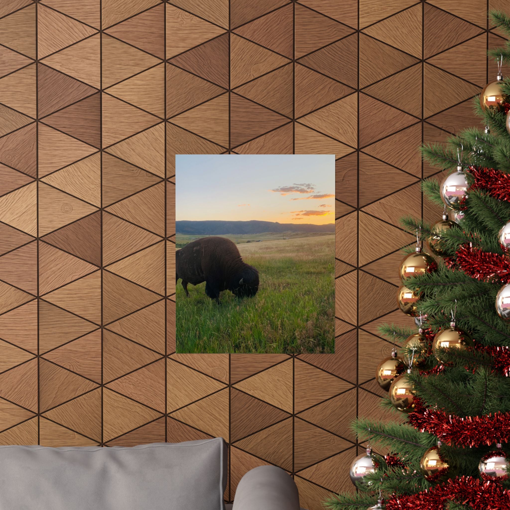 Bison at Sunset Matte Poster — Vertical Wildlife Wall Art