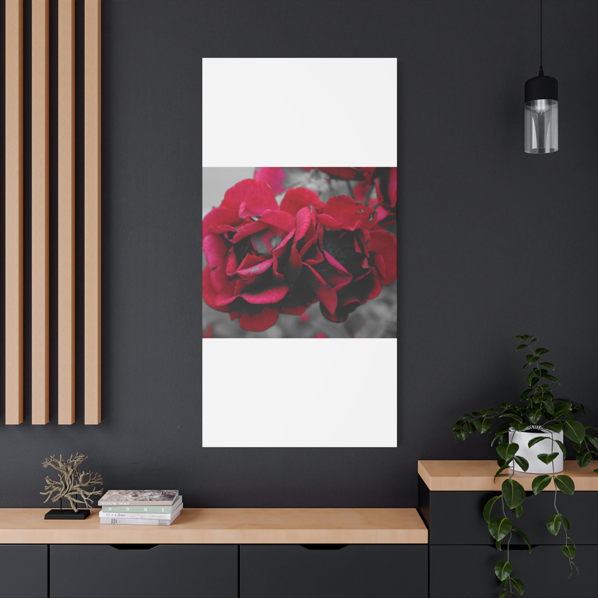 Red Rose Close-Up Matte Canvas Wall Art – Romantic Floral Stretched Canvas