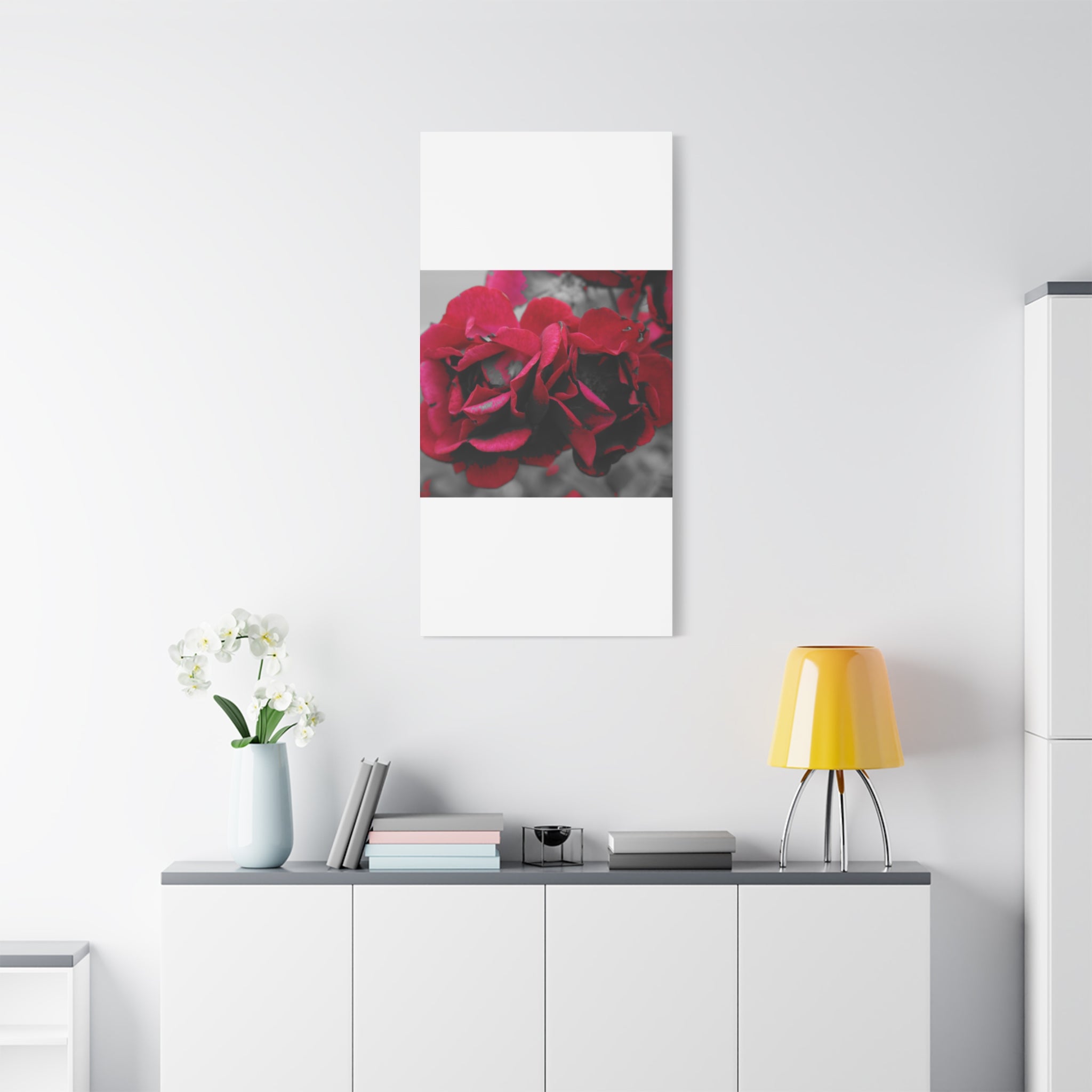 Red Rose Close-Up Matte Canvas Wall Art – Romantic Floral Stretched Canvas
