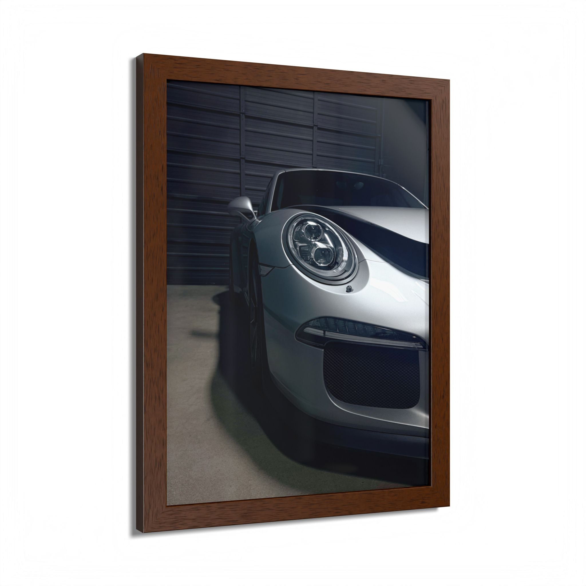Porsche Sports Car Framed Poster — Close-Up Headlight Print