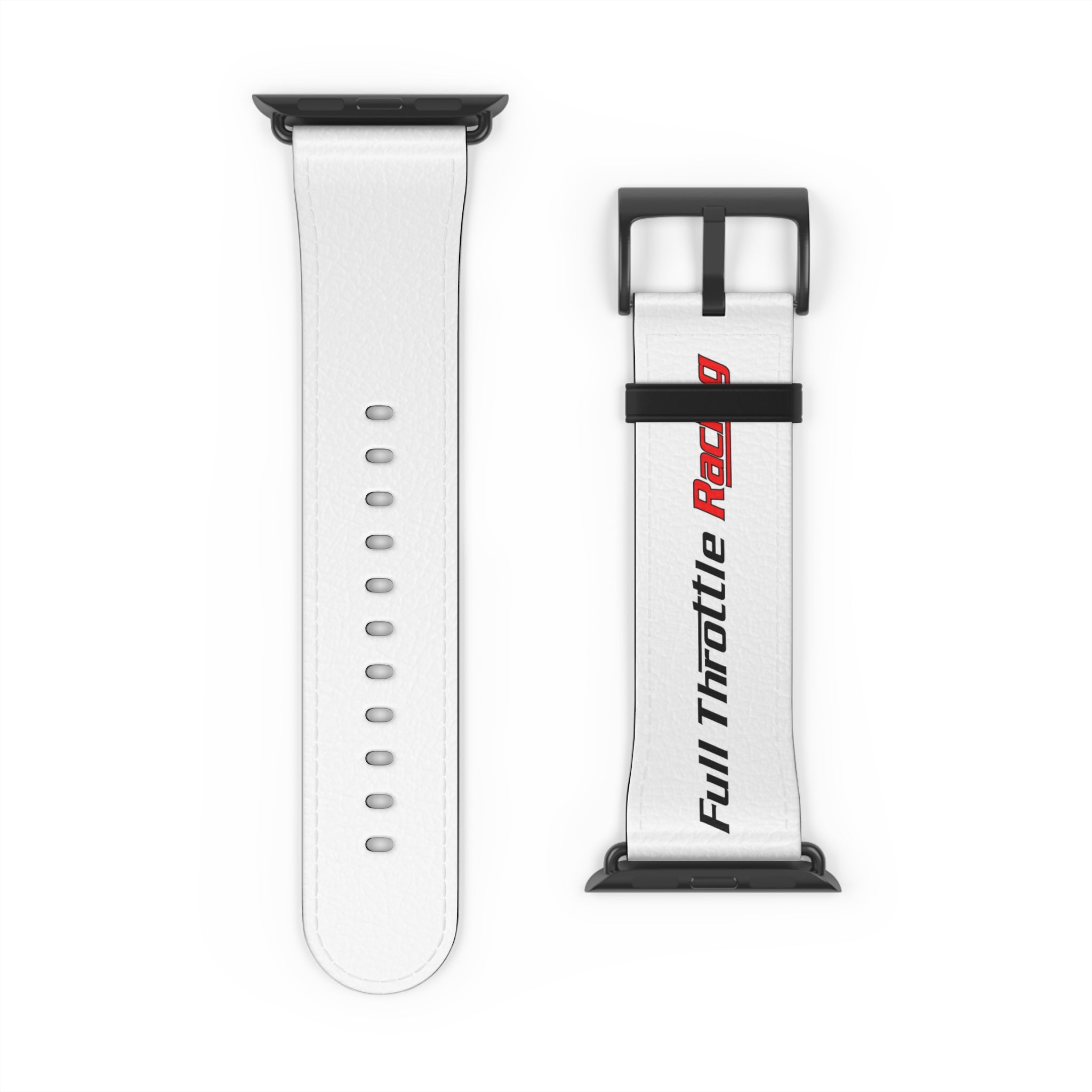 Full Throttle Racing Silicone Watch Band — White Sport Band for Apple Watch