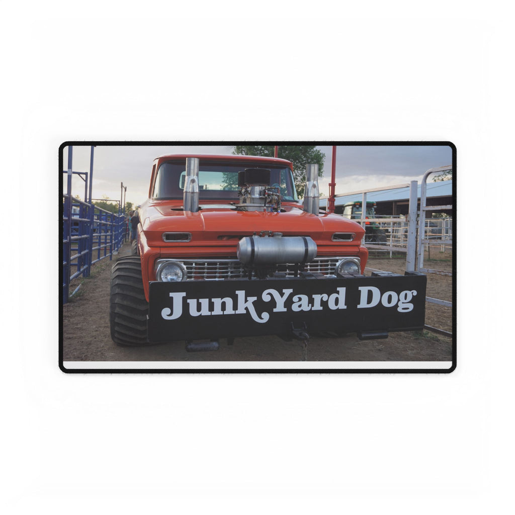 Desk Mat — Retro Junk Yard Dog Truck Photo Mouse Pad (Large)