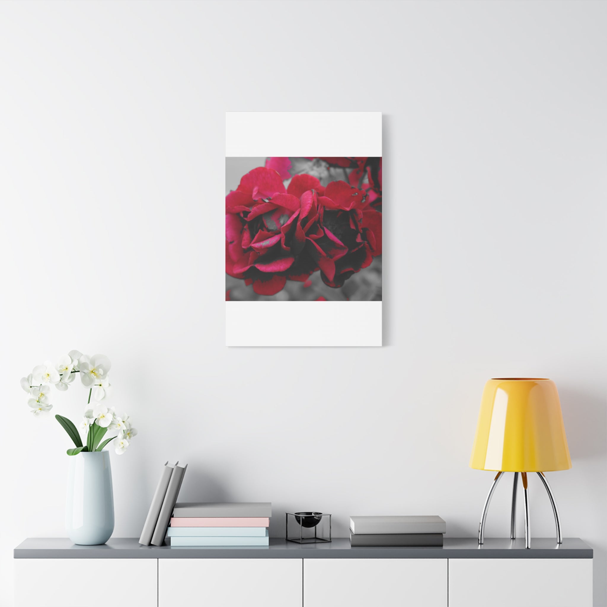 Red Rose Close-Up Matte Canvas Wall Art – Romantic Floral Stretched Canvas