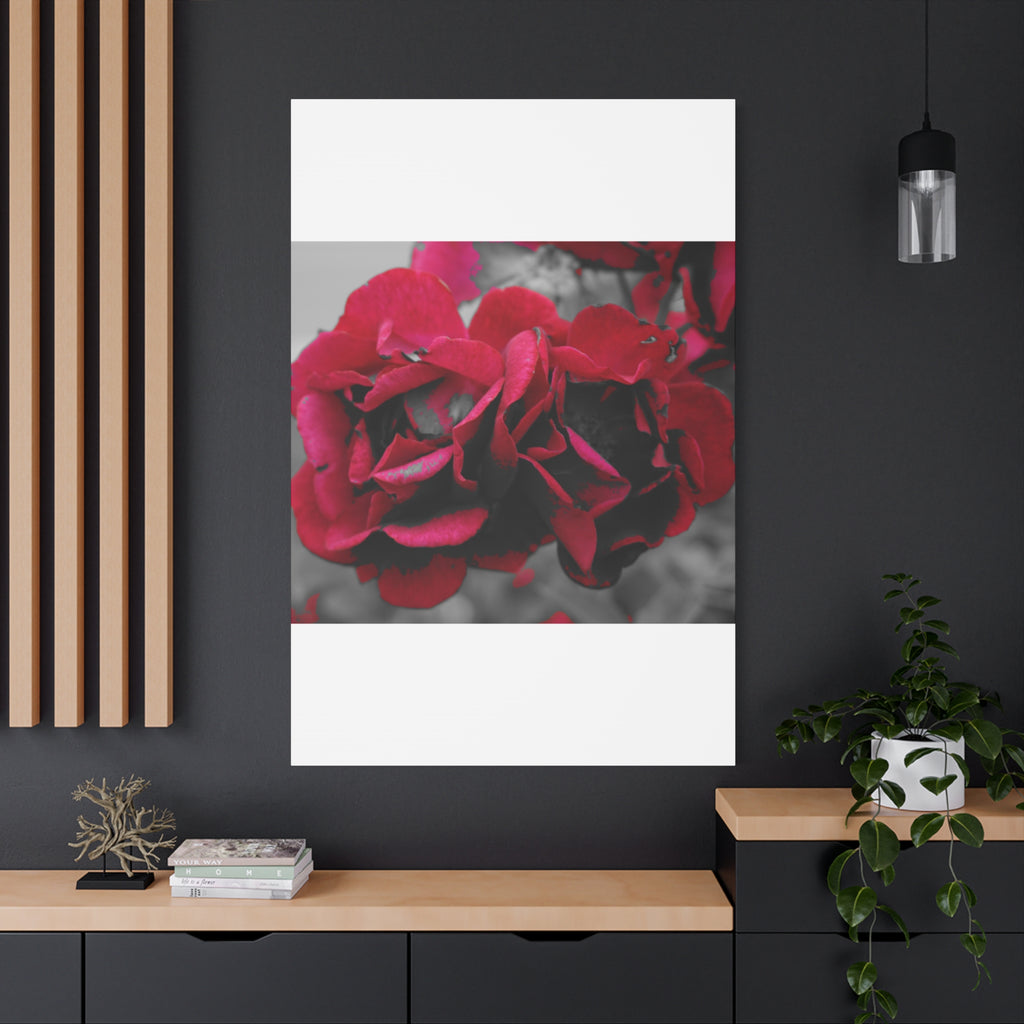 Red Rose Close-Up Matte Canvas Wall Art – Romantic Floral Stretched Canvas