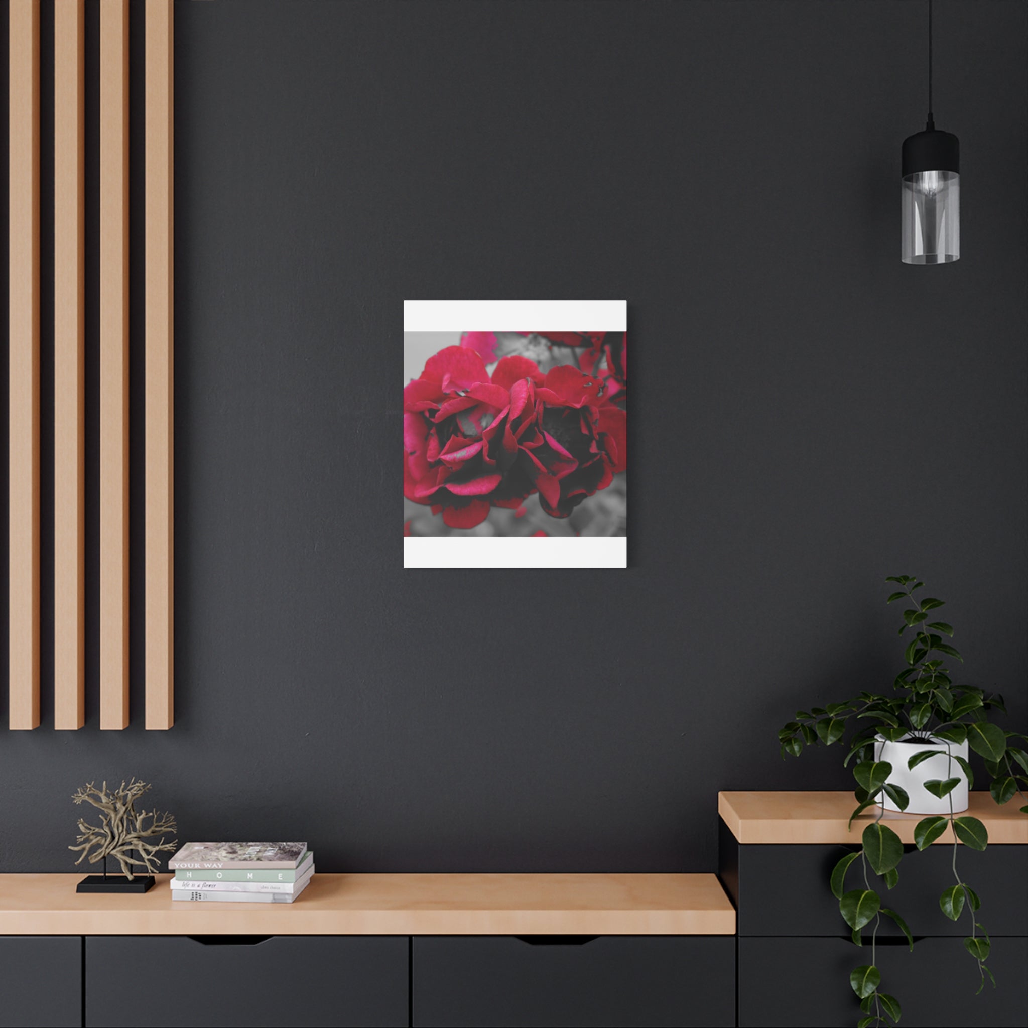 Red Rose Close-Up Matte Canvas Wall Art – Romantic Floral Stretched Canvas