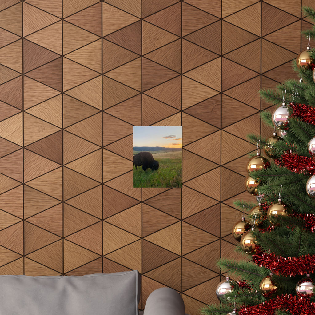 Bison at Sunset Matte Poster — Vertical Wildlife Wall Art