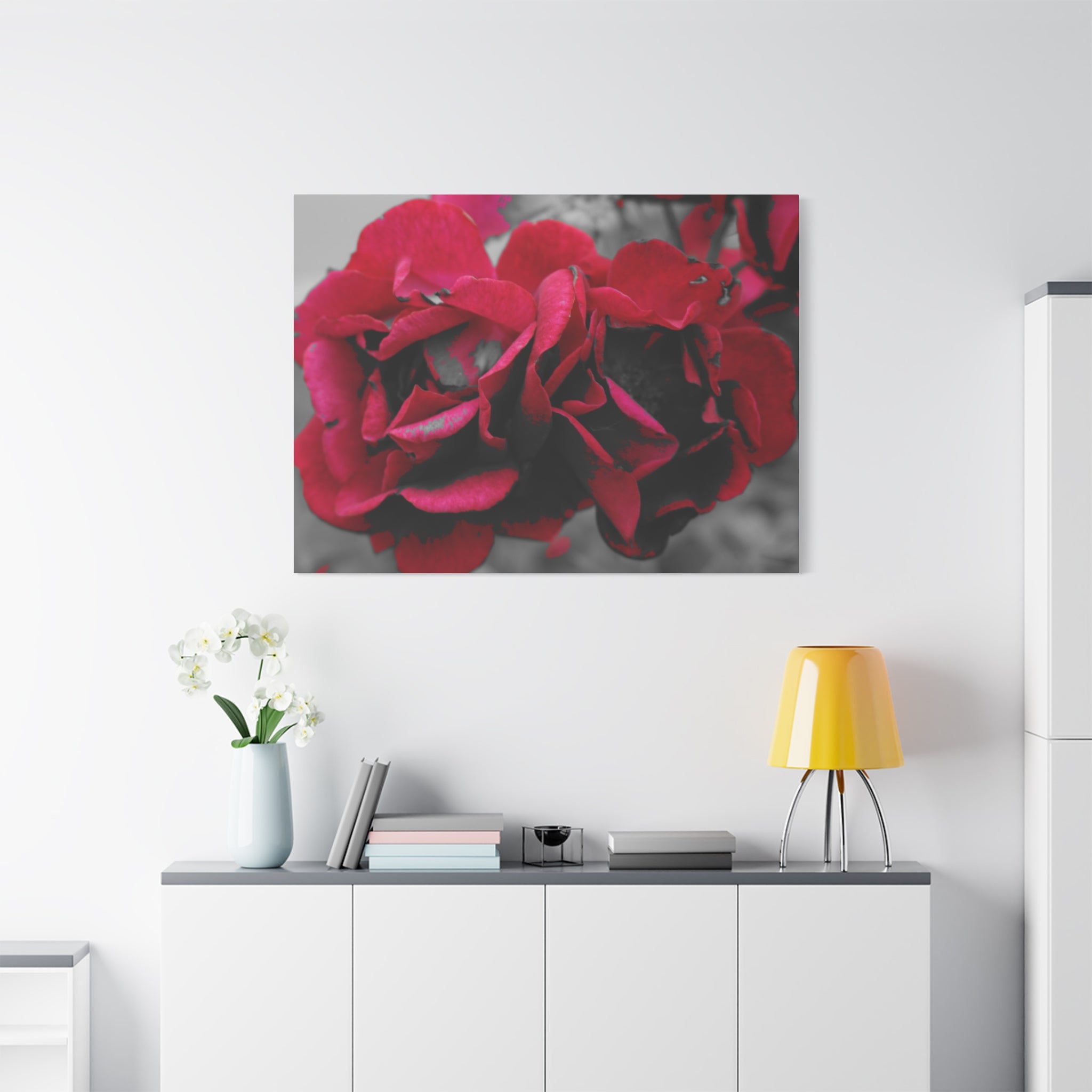 Red Rose Close-Up Matte Canvas Wall Art – Romantic Floral Stretched Canvas