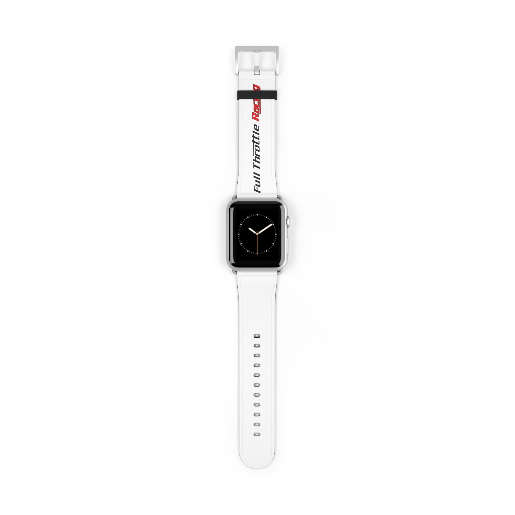 Full Throttle Racing Silicone Watch Band — White Sport Band for Apple Watch