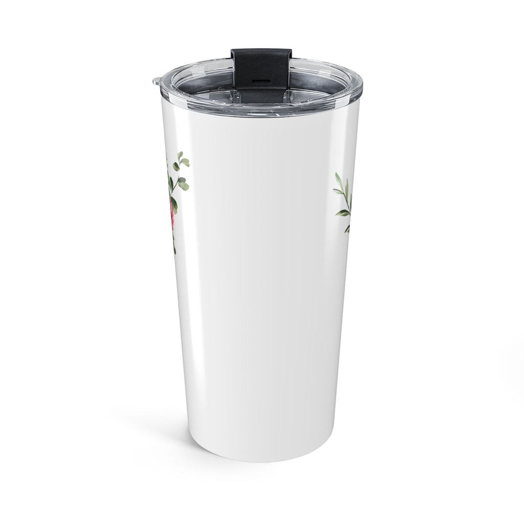 Cardinal & Floral 20oz Tumbler — Insulated Travel Cup with Red Cardinal and Pink Roses