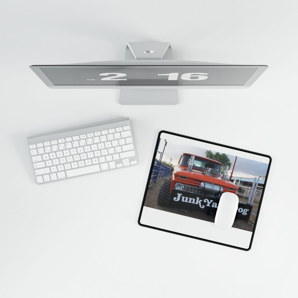 Desk Mat — Retro Junk Yard Dog Truck Photo Mouse Pad (Large)