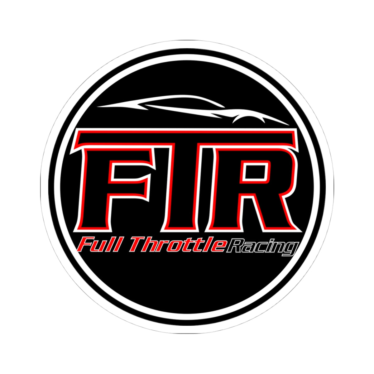 Full Throttle Racing Round Sticker — FTR Kiss-Cut Racing Logo