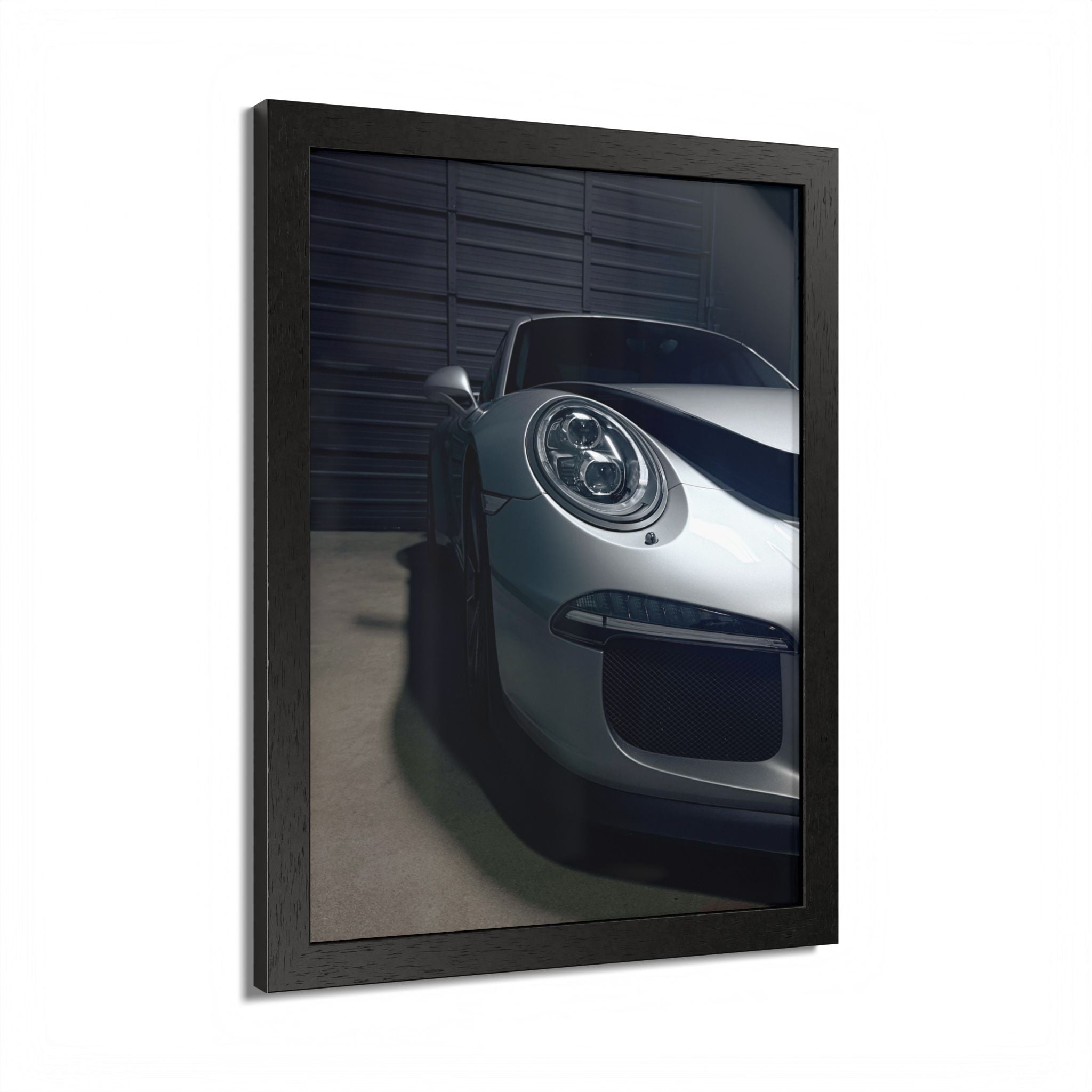 Porsche Sports Car Framed Poster — Close-Up Headlight Print