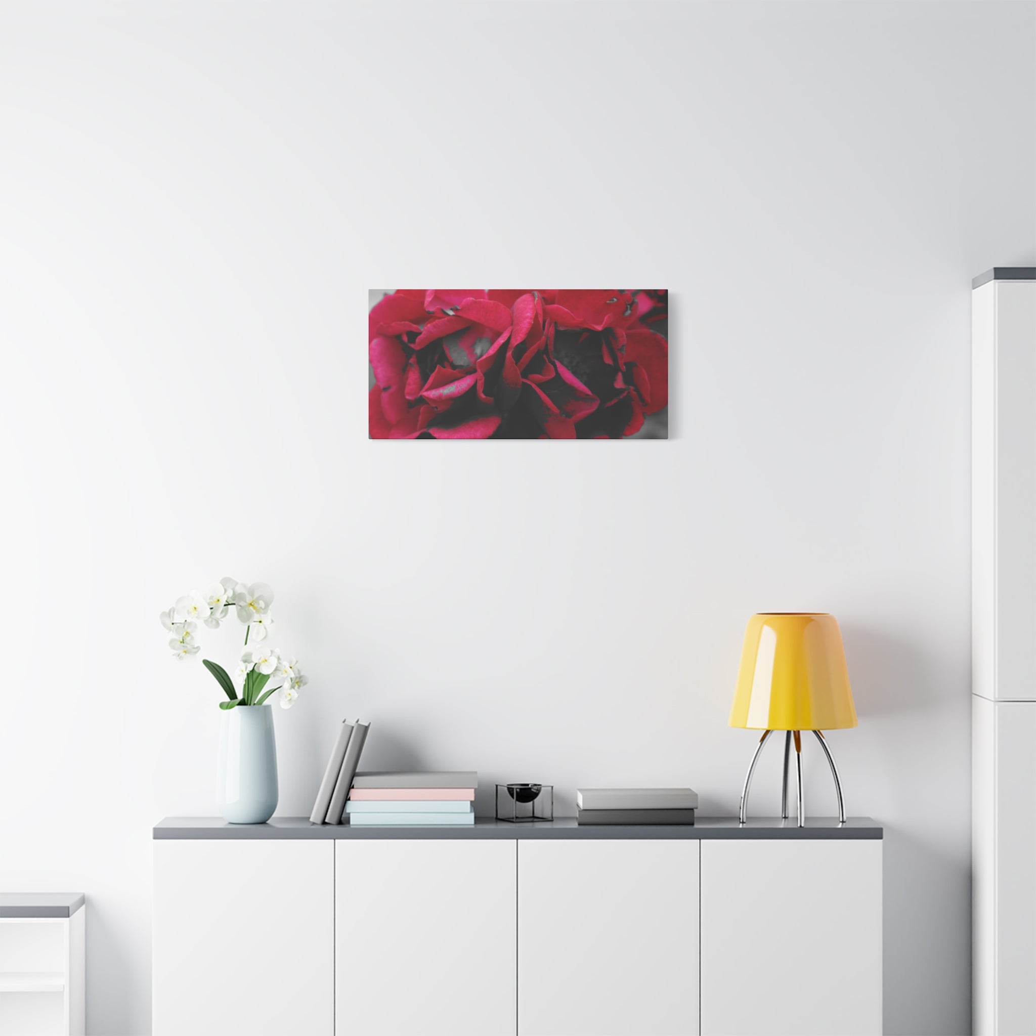Red Rose Close-Up Matte Canvas Wall Art – Romantic Floral Stretched Canvas