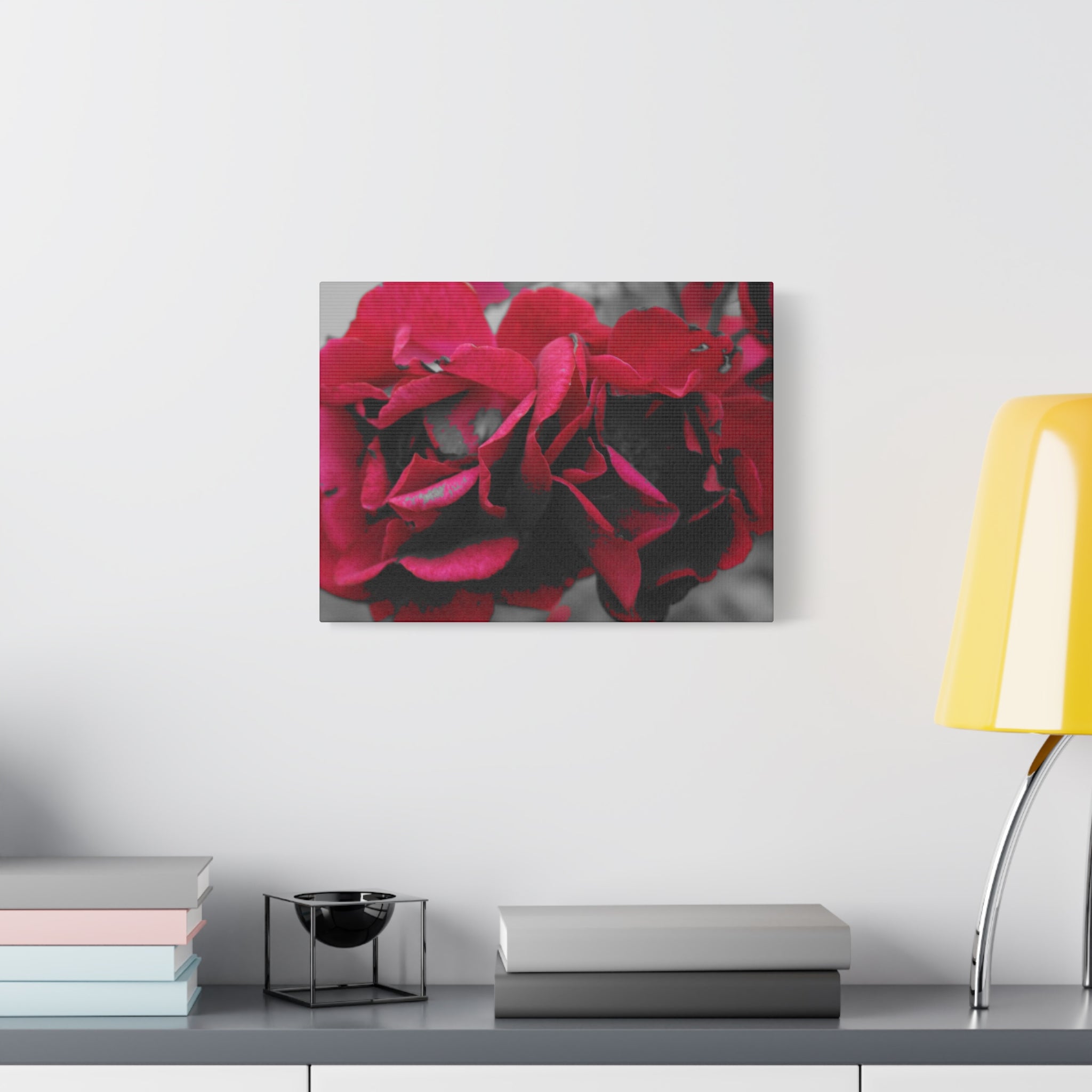 Red Rose Close-Up Matte Canvas Wall Art – Romantic Floral Stretched Canvas