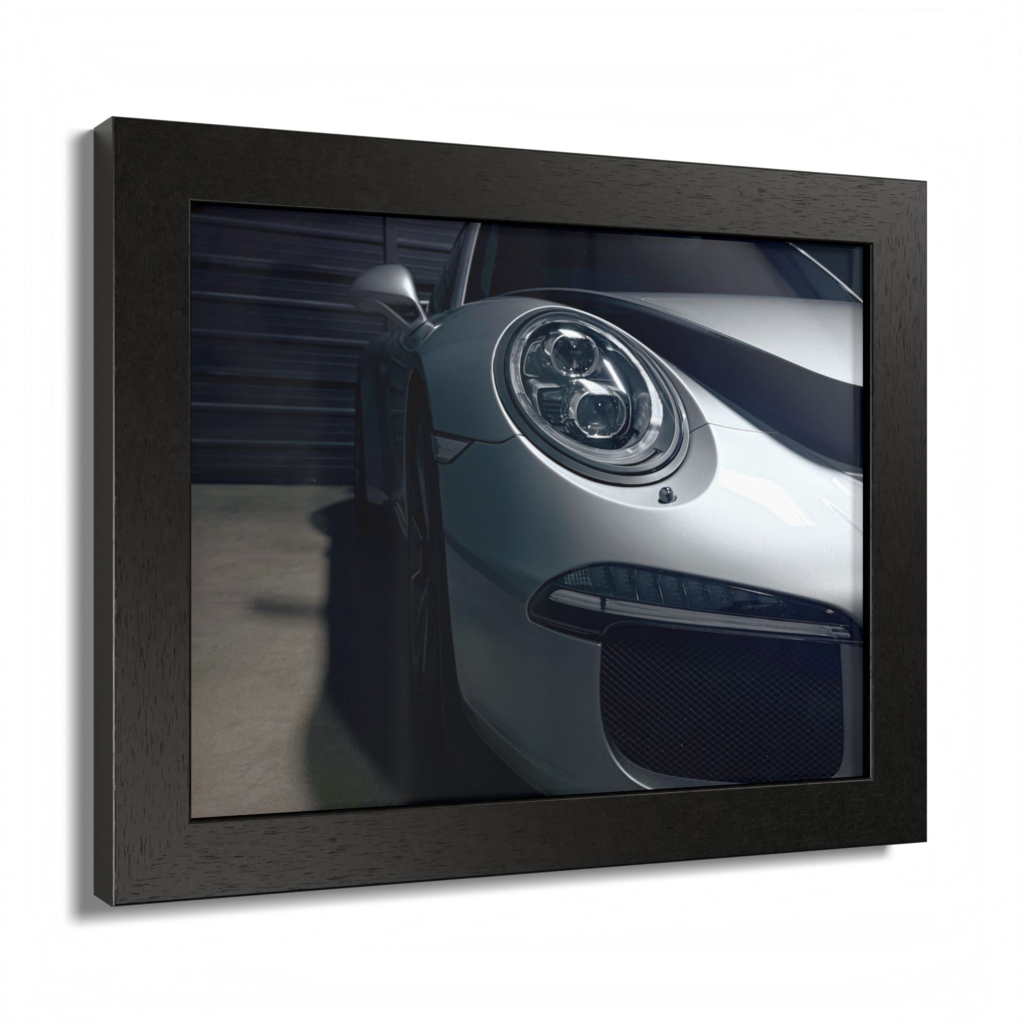 Porsche Sports Car Framed Poster — Close-Up Headlight Print