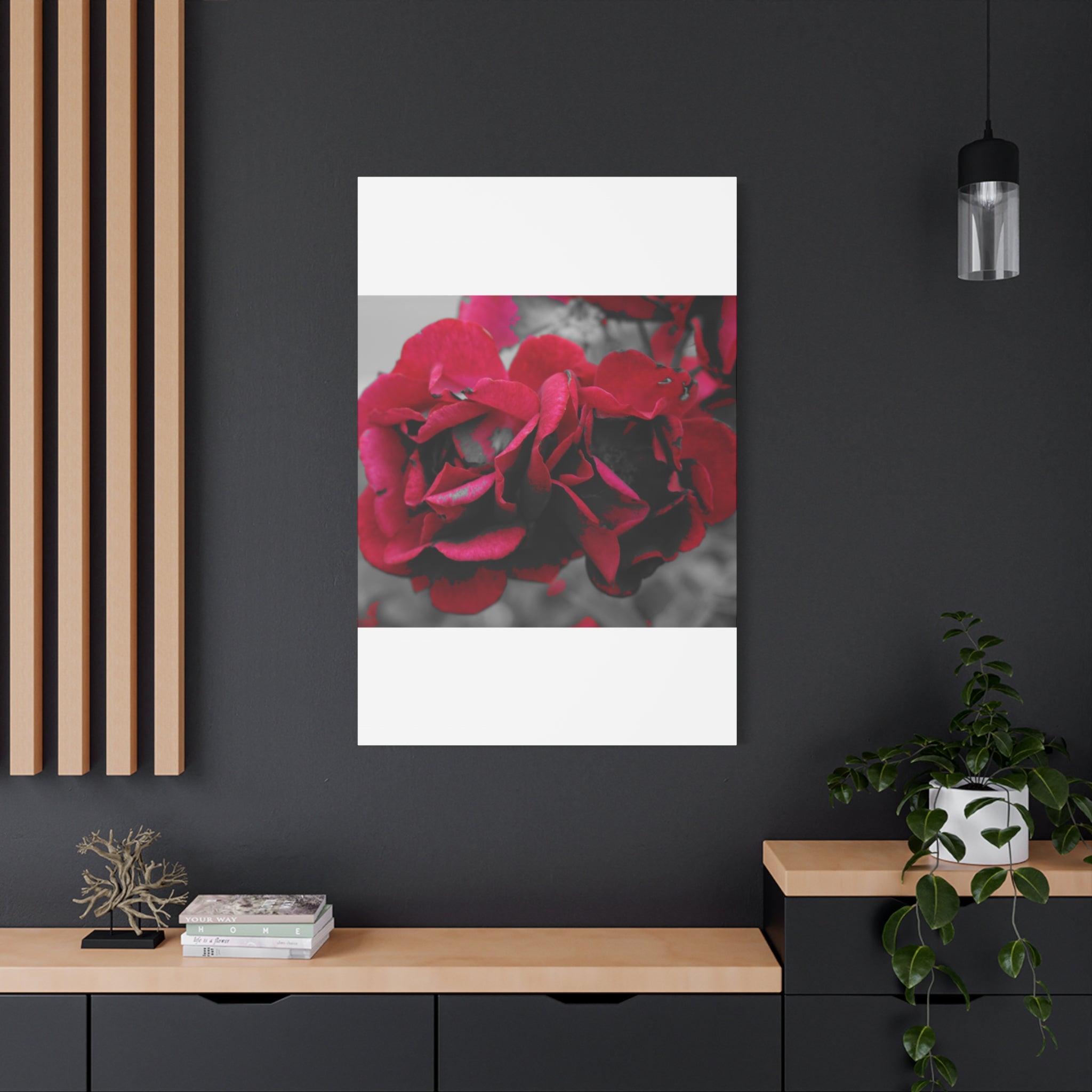 Red Rose Close-Up Matte Canvas Wall Art – Romantic Floral Stretched Canvas