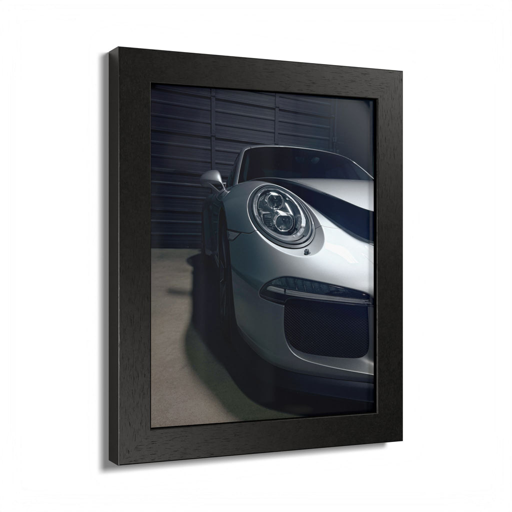 Porsche Sports Car Framed Poster — Close-Up Headlight Print