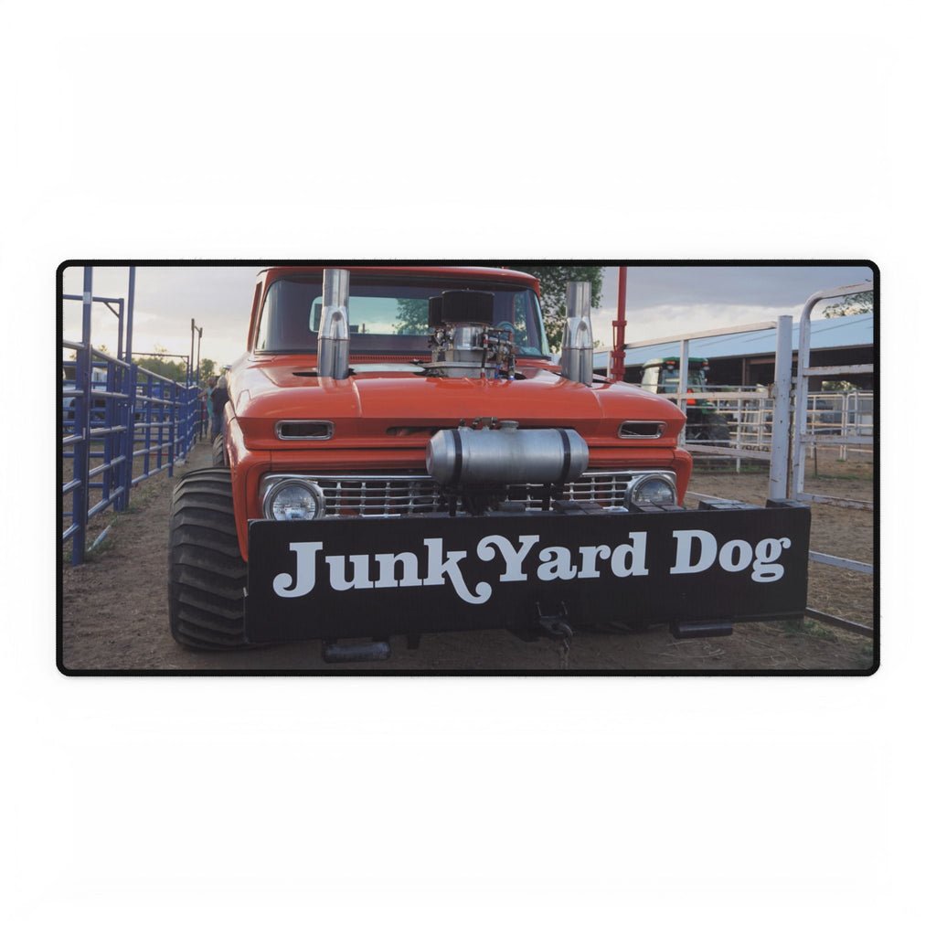 Desk Mat — Retro Junk Yard Dog Truck Photo Mouse Pad (Large)