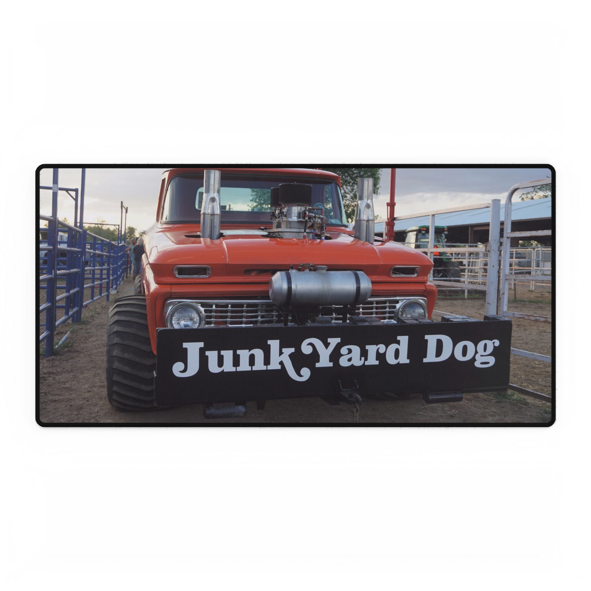 Desk Mat — Retro Junk Yard Dog Truck Photo Mouse Pad (Large)