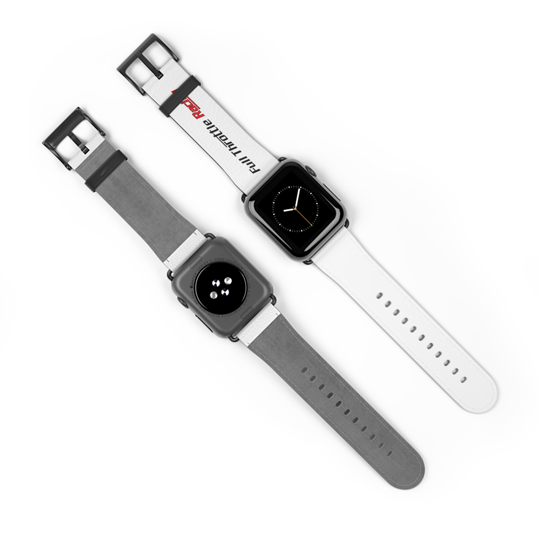 Full Throttle Racing Silicone Watch Band — White Sport Band for Apple Watch