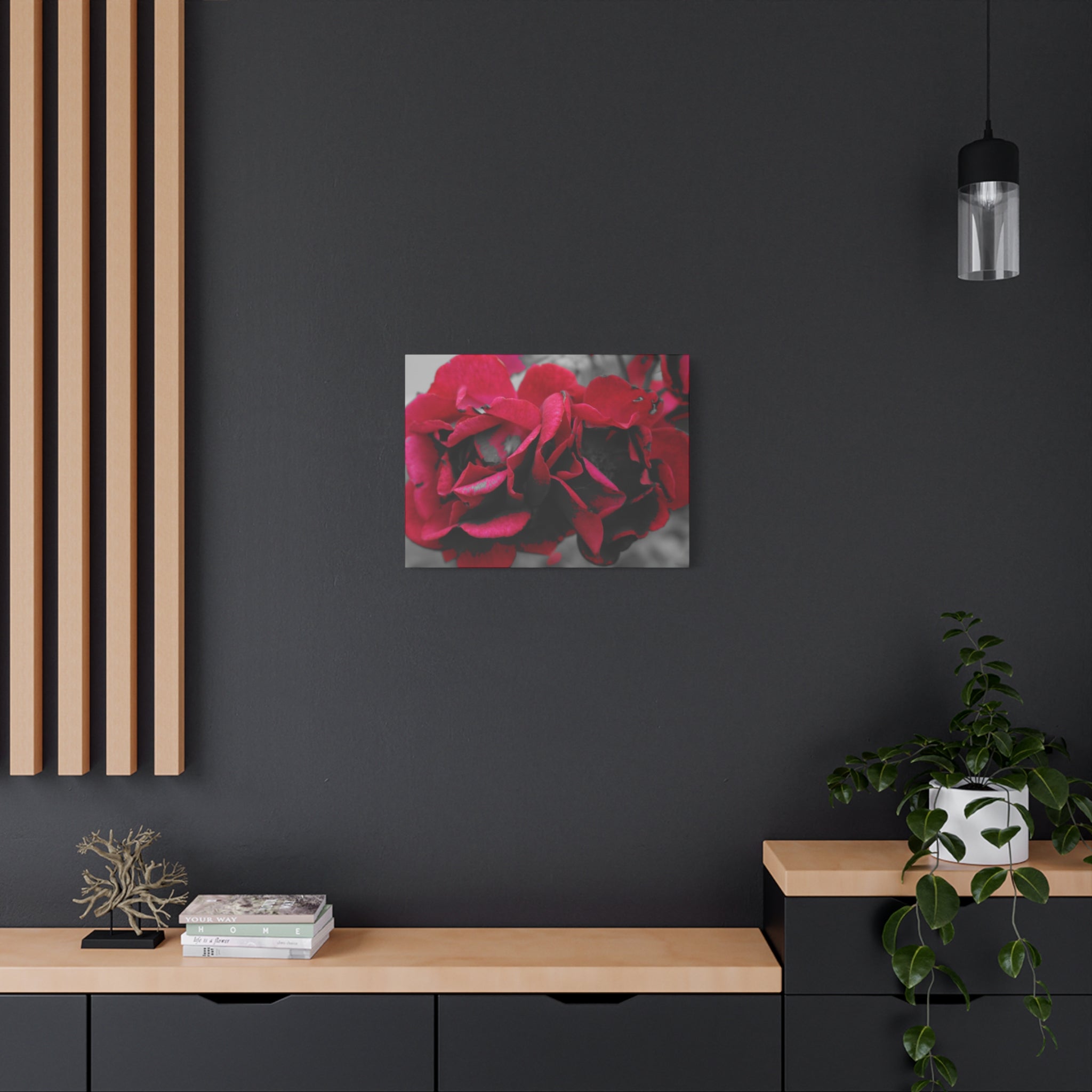 Red Rose Close-Up Matte Canvas Wall Art – Romantic Floral Stretched Canvas