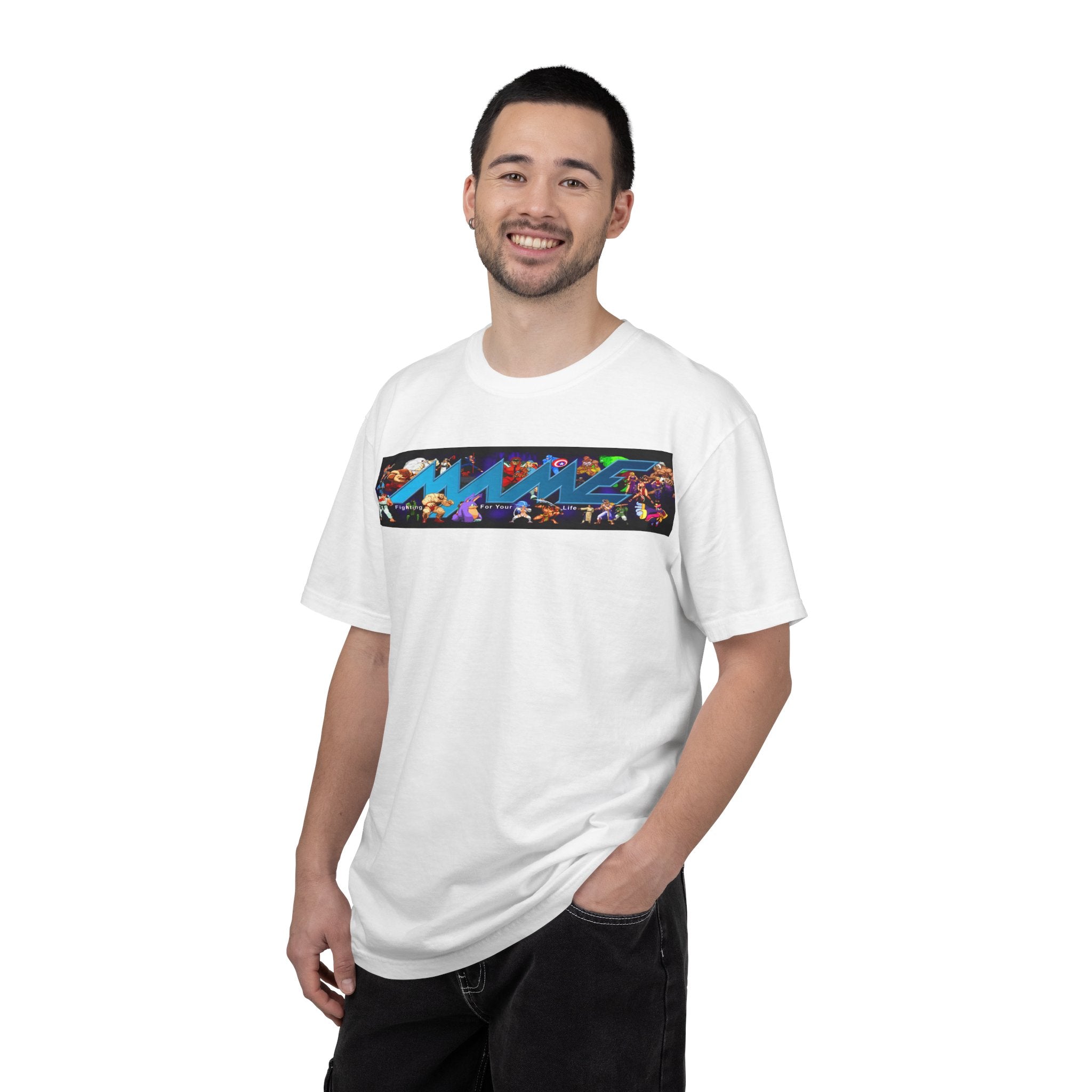 Retro Arcade Graphic T-Shirt — Colorful Video Game Character Strip