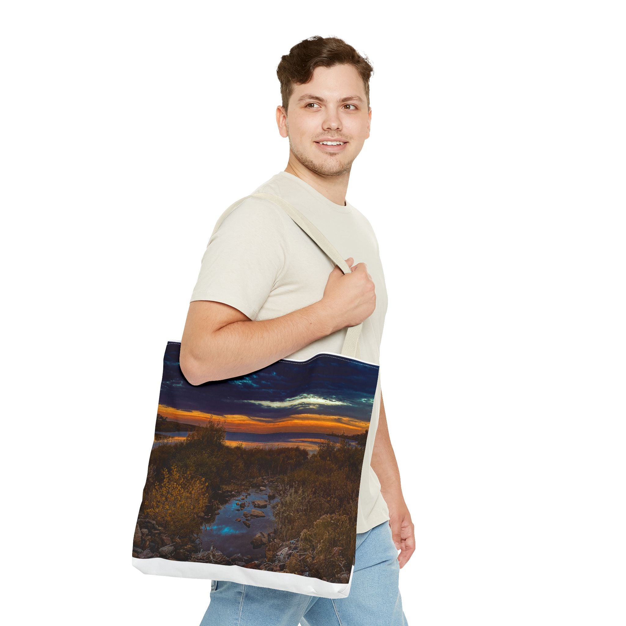 Sunset Coastal Tote Bag — Scenic Beach Landscape Tote