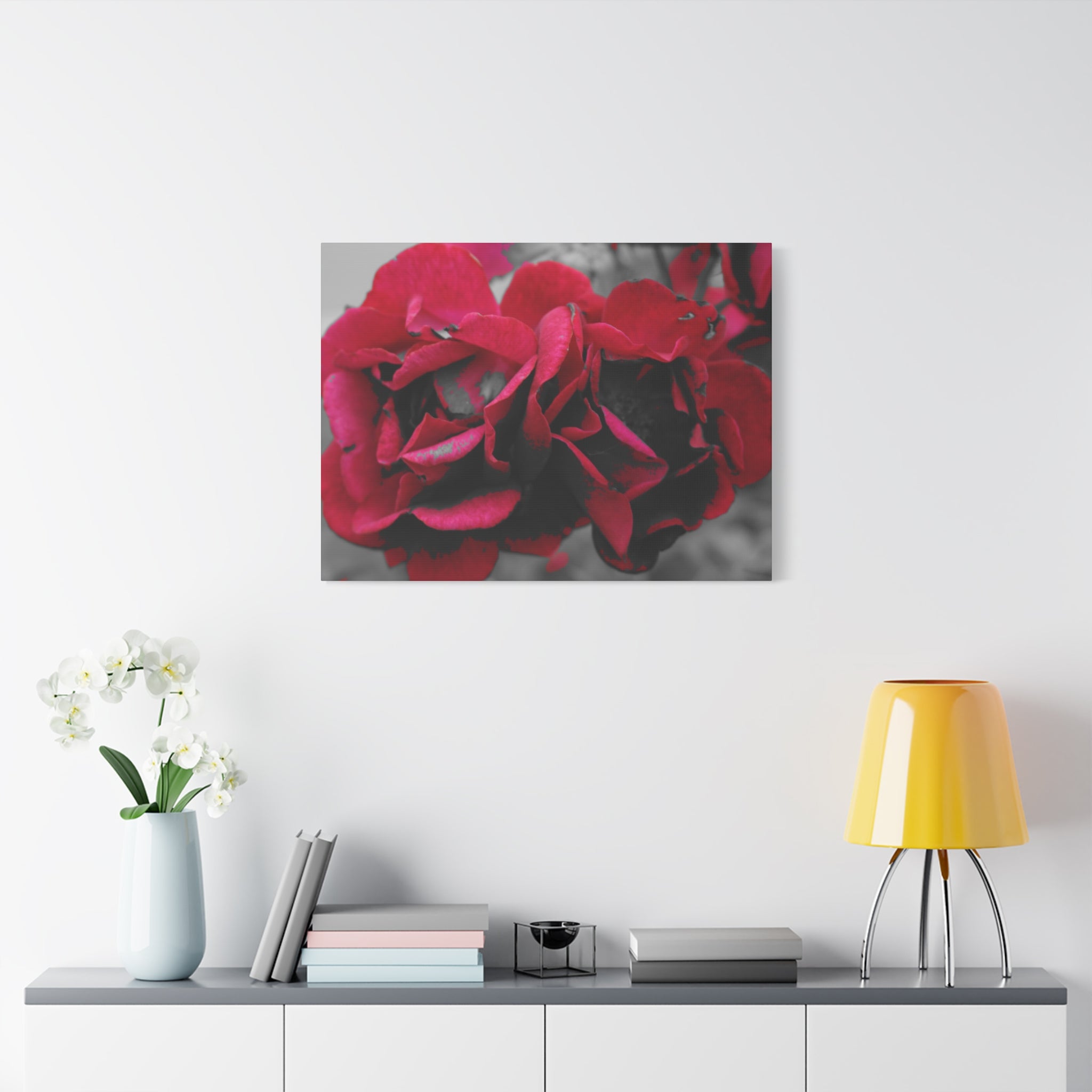 Red Rose Close-Up Matte Canvas Wall Art – Romantic Floral Stretched Canvas