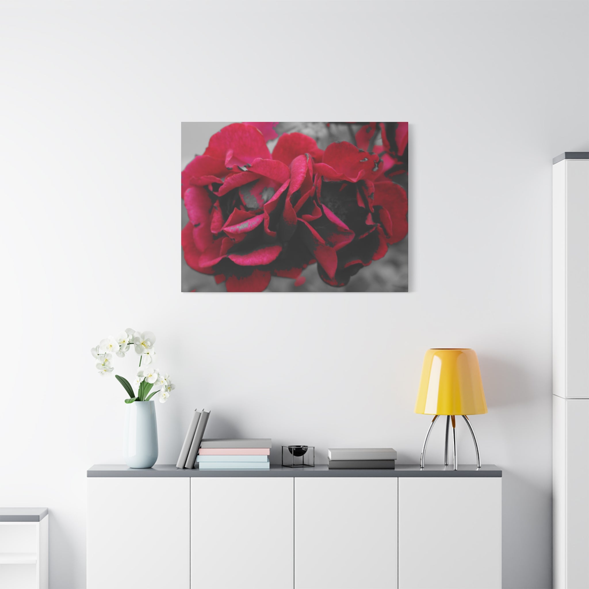 Red Rose Close-Up Matte Canvas Wall Art – Romantic Floral Stretched Canvas