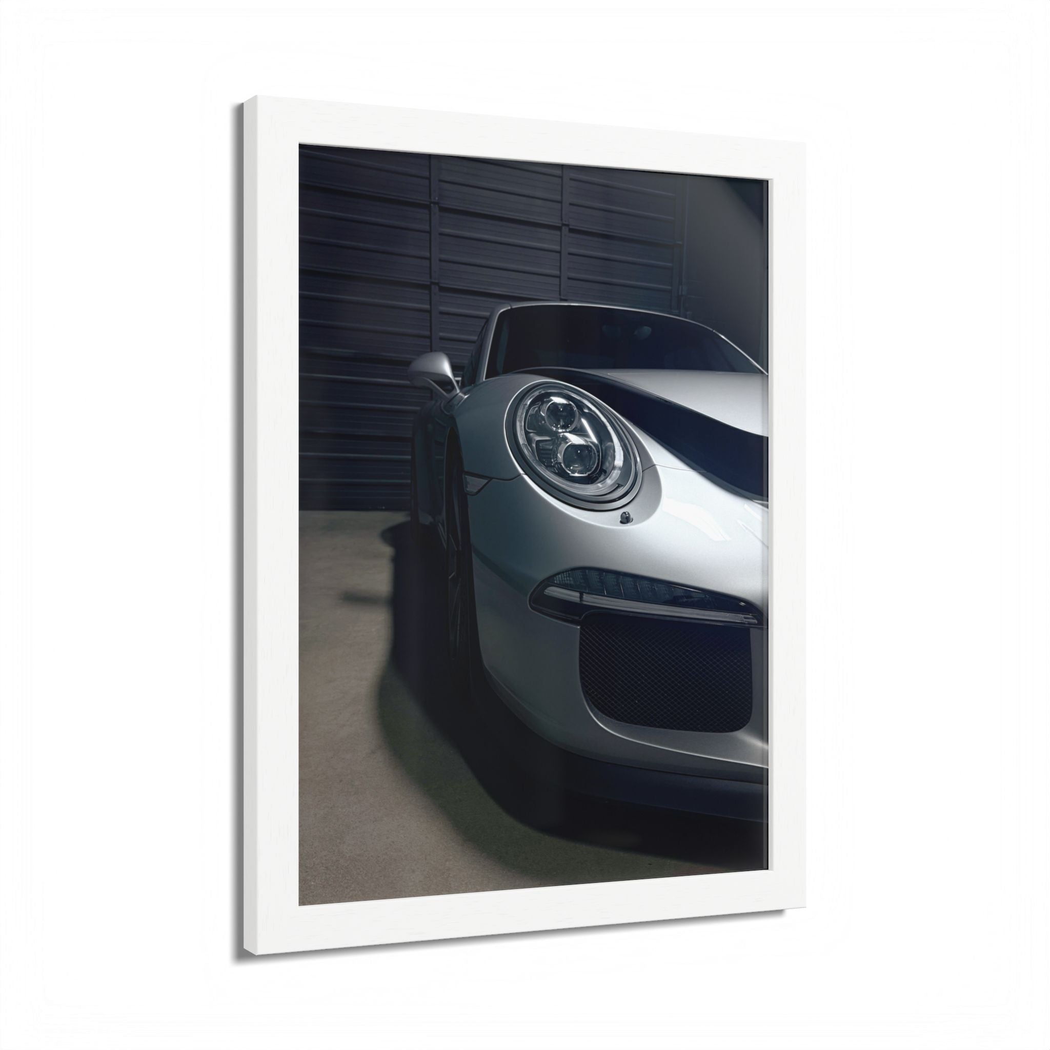 Porsche Sports Car Framed Poster — Close-Up Headlight Print