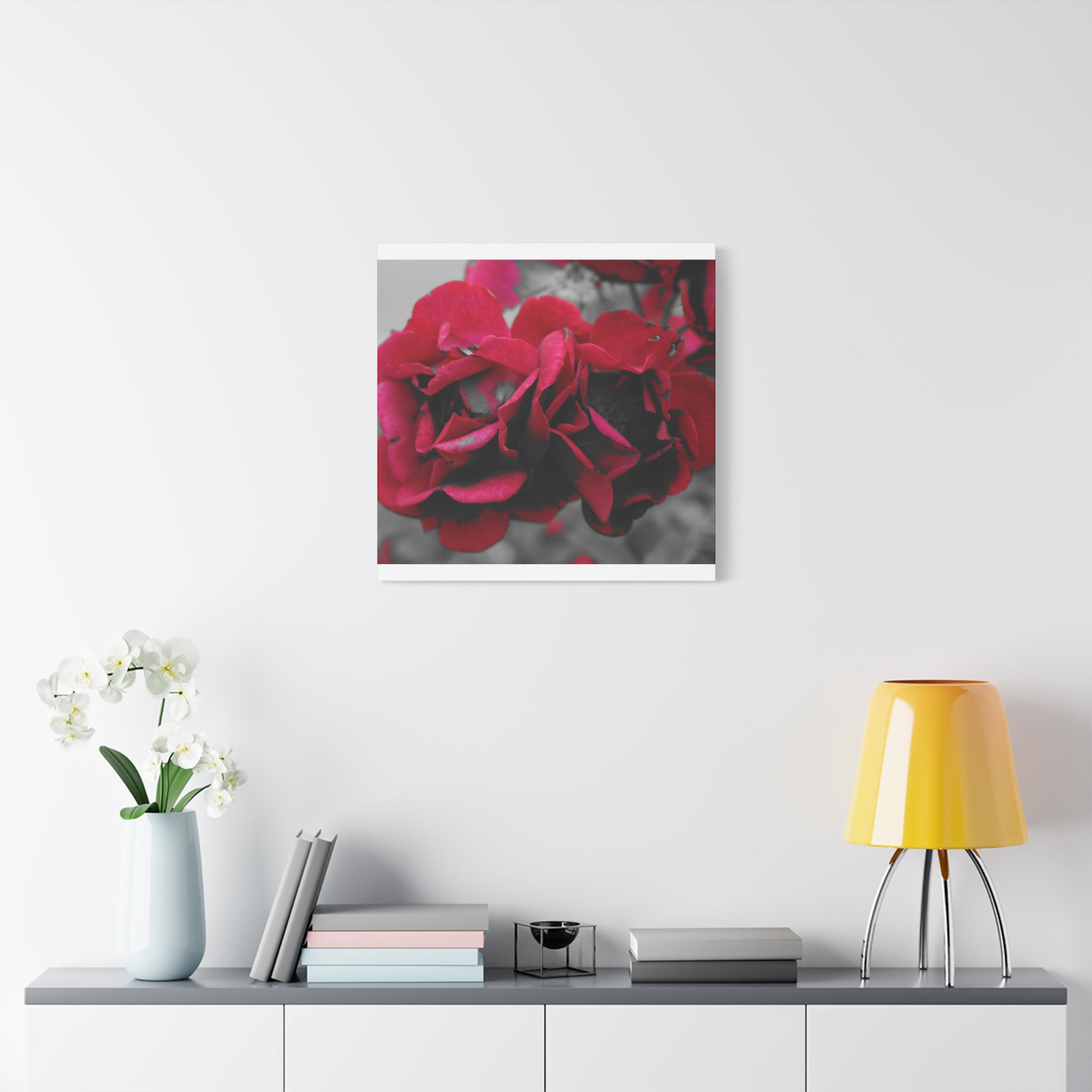 Red Rose Close-Up Matte Canvas Wall Art – Romantic Floral Stretched Canvas