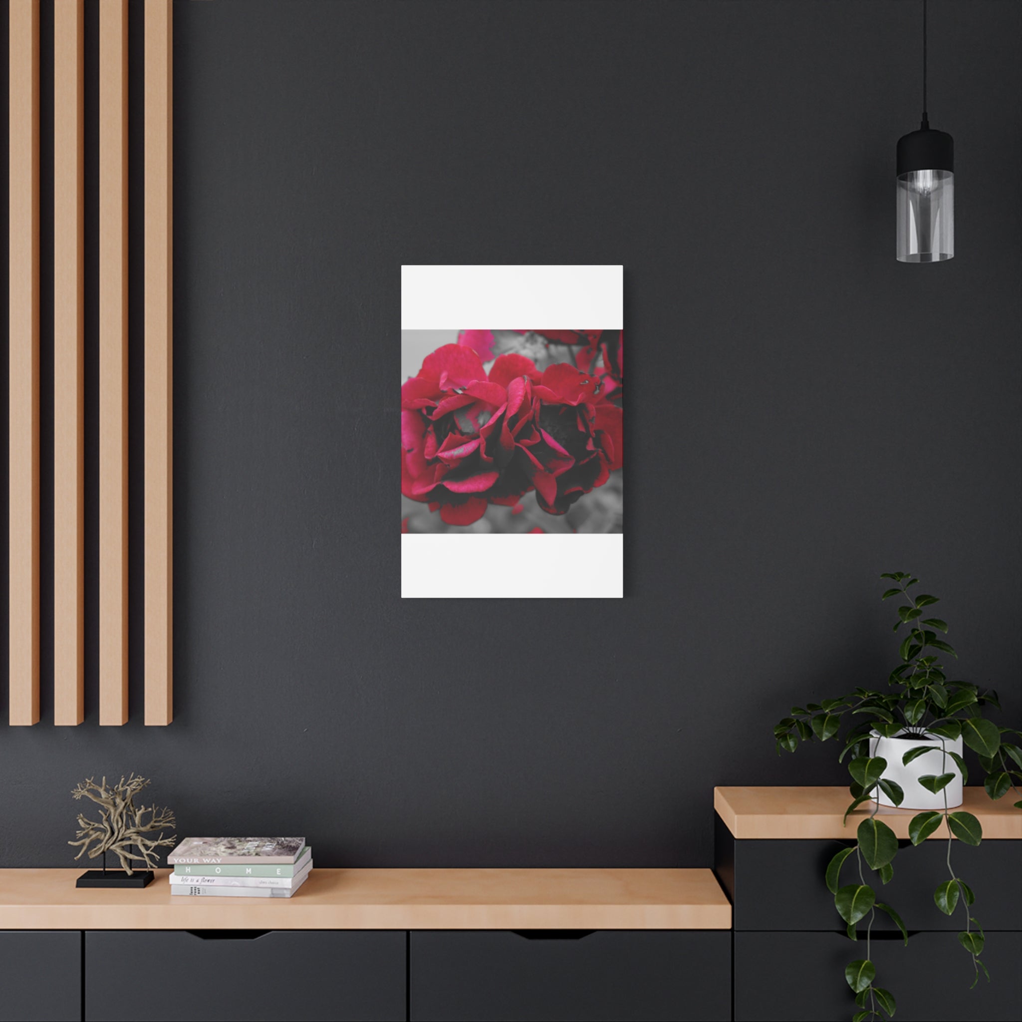 Red Rose Close-Up Matte Canvas Wall Art – Romantic Floral Stretched Canvas