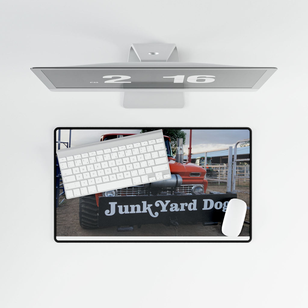Desk Mat — Retro Junk Yard Dog Truck Photo Mouse Pad (Large)