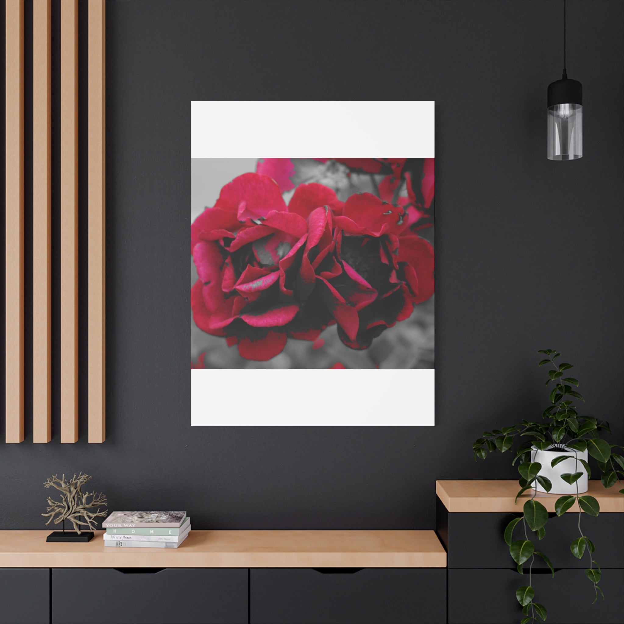 Red Rose Close-Up Matte Canvas Wall Art – Romantic Floral Stretched Canvas