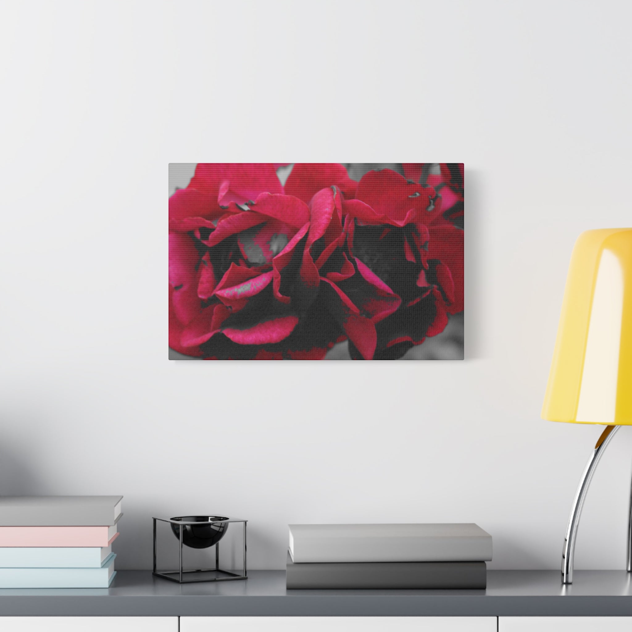 Red Rose Close-Up Matte Canvas Wall Art – Romantic Floral Stretched Canvas
