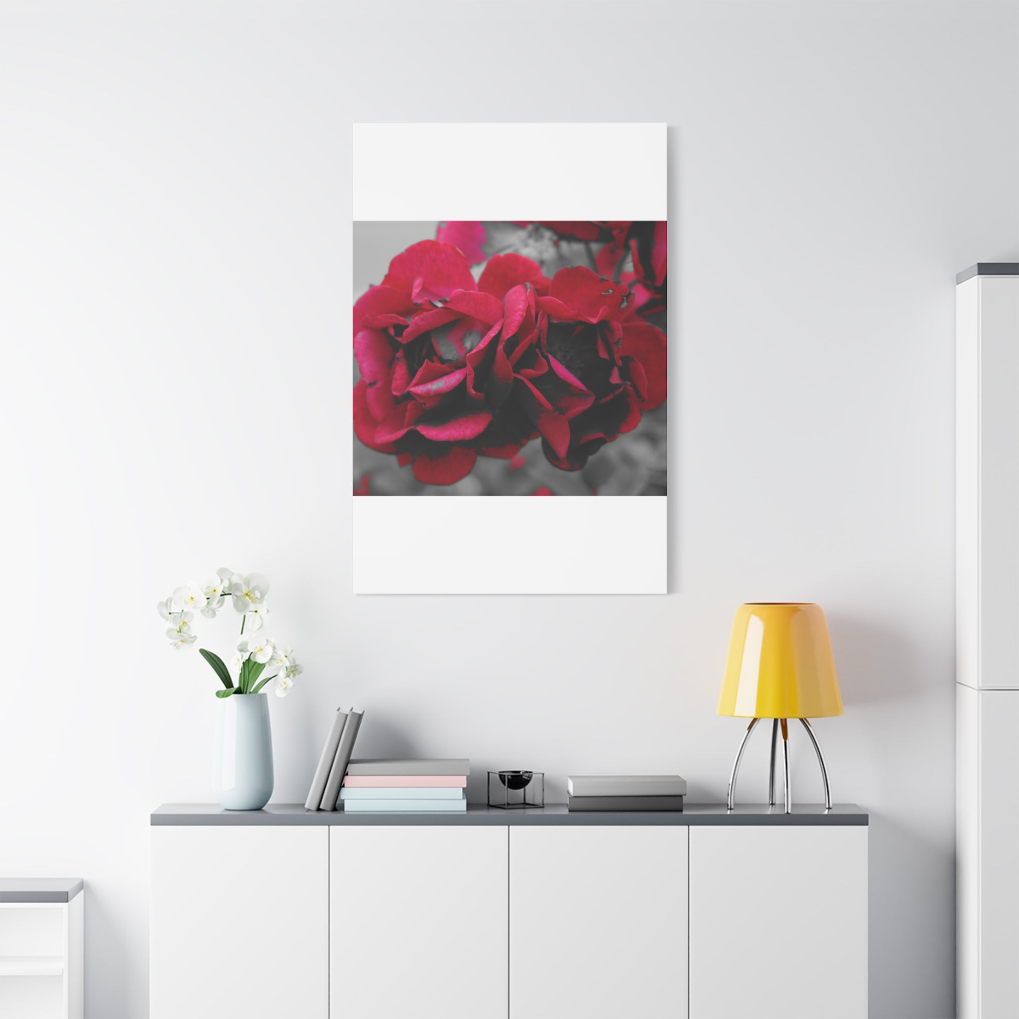 Red Rose Close-Up Matte Canvas Wall Art – Romantic Floral Stretched Canvas
