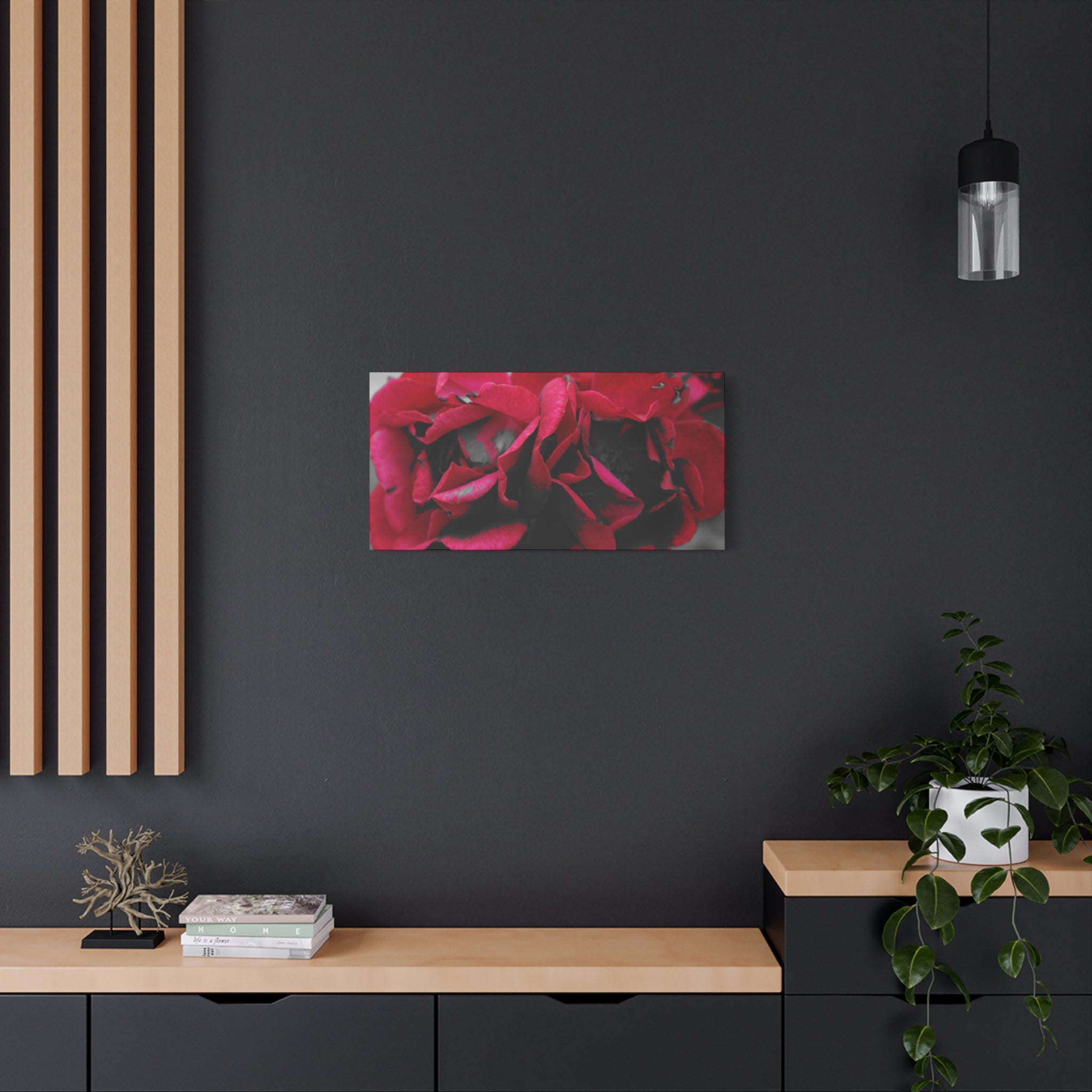 Red Rose Close-Up Matte Canvas Wall Art – Romantic Floral Stretched Canvas
