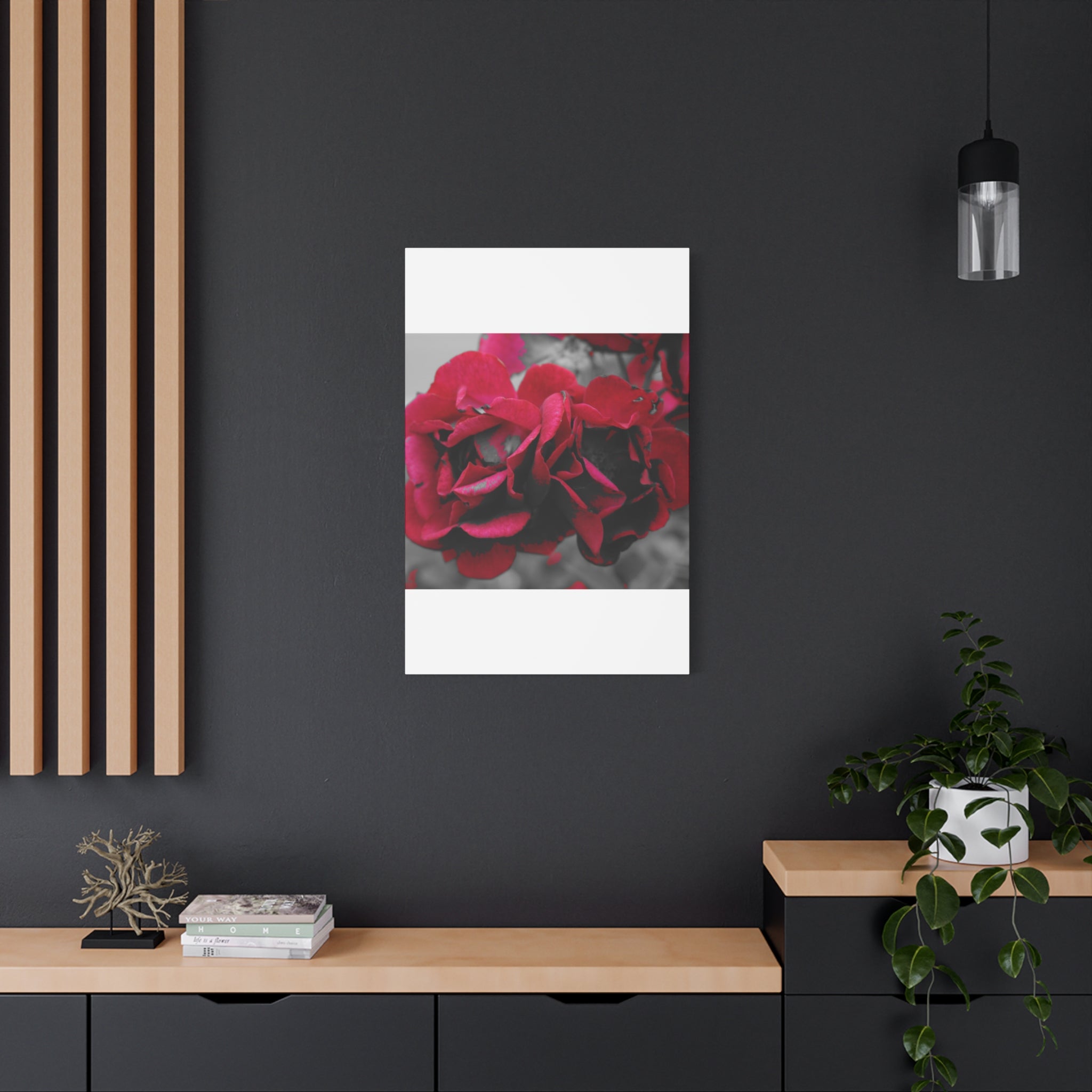 Red Rose Close-Up Matte Canvas Wall Art – Romantic Floral Stretched Canvas